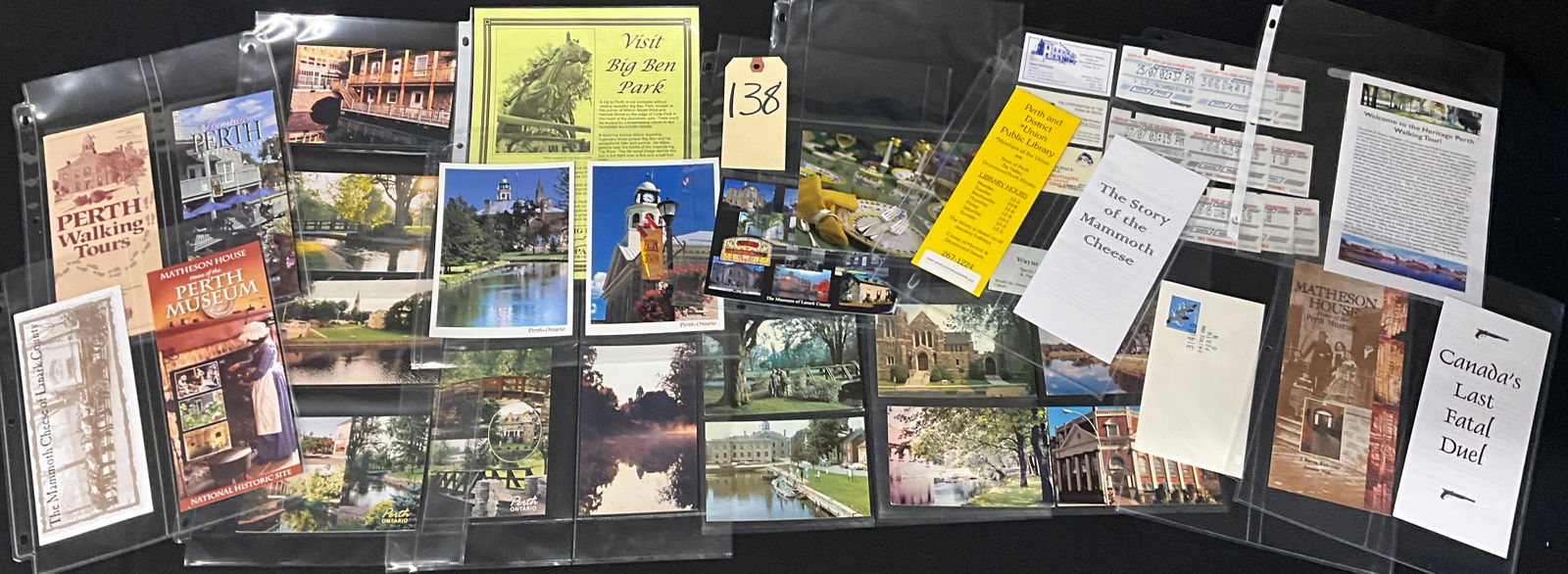 Vintage Postcards and Paper Ephemera Collection related to Perth, Ontario History: This is a substantial collection of vintage postcards and paper ephemera focused on the history and landmarks of Perth, Ontario, and Lanark County. The collection includes numerous color and black-and