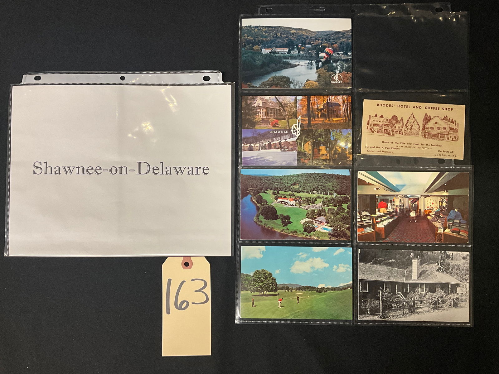 Shawnee-on-Delaware and Shawnee Inn Postcard and Ephemera Collection, circa 1950-1980: This collection features six printed color and black-and-white postcards and one promotional trade card documenting the Shawnee Inn and local attractions in Shawnee-on-Delaware and Scotrun, Pennsylvan