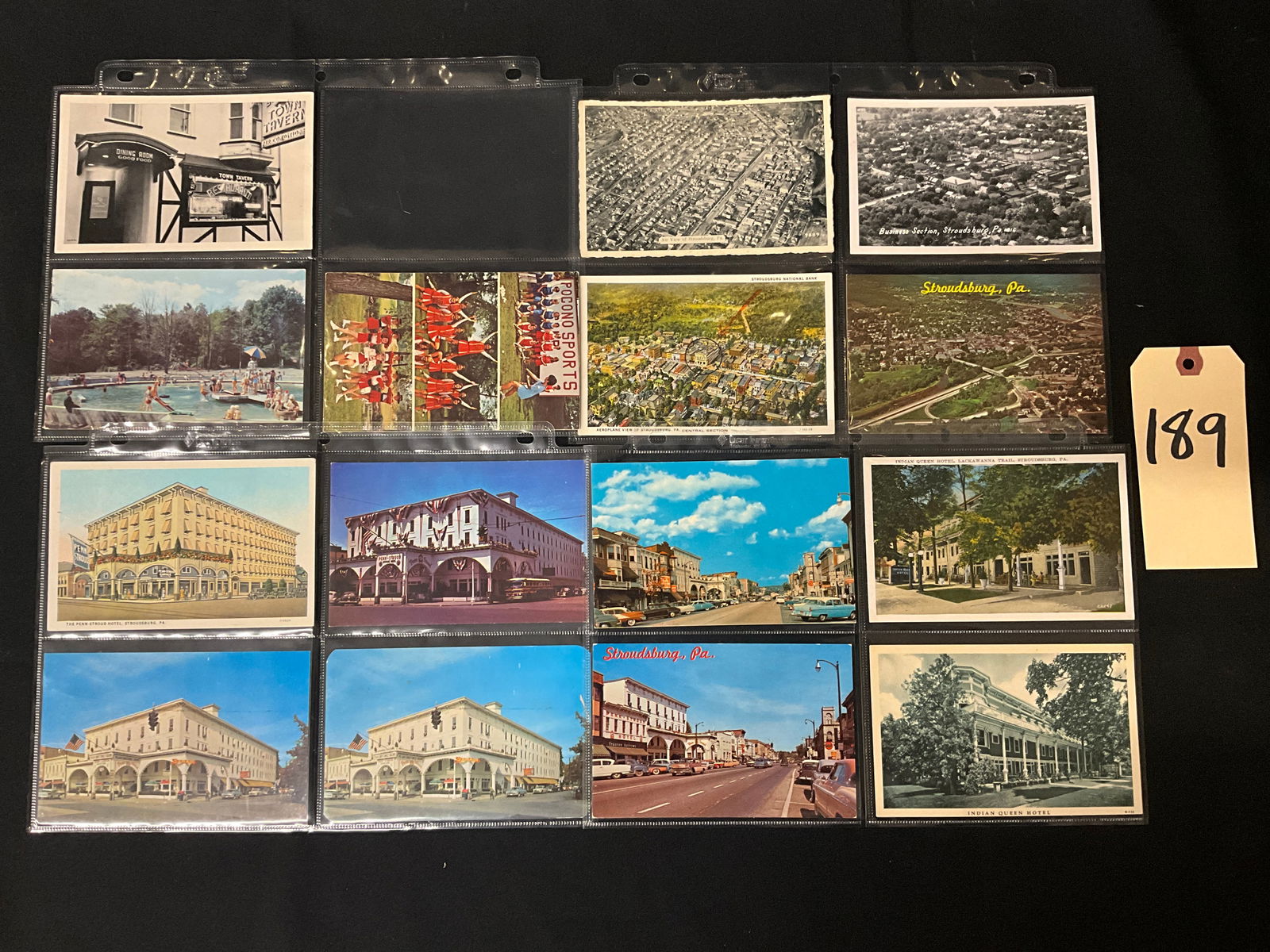 Stroudsburg and Pocono Mountains, Pennsylvania, Vintage Postcard Collection, 1930s-1970s: This collection features 15 vintage postcards including Real Photo (RPPC), linen, and chrome styles documenting Stroudsburg, Pennsylvania, and the surrounding Pocono region. Key landmarks depicted inc
