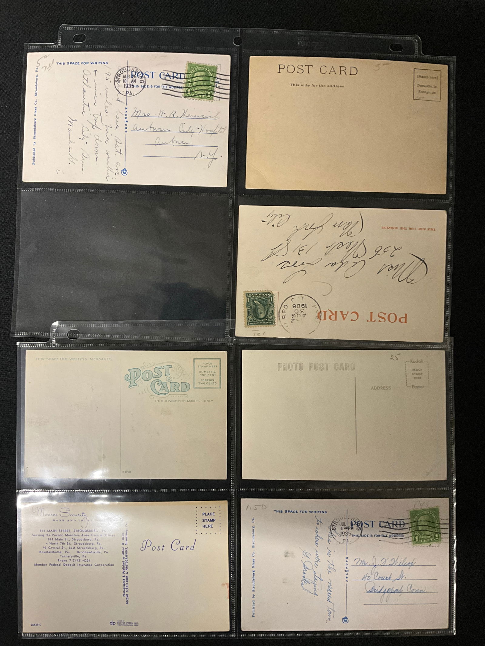 Stroudsburg and Pocono Mountains, PA, Vintage Postcard and Ephemera Collection, 1906�1970s - 5