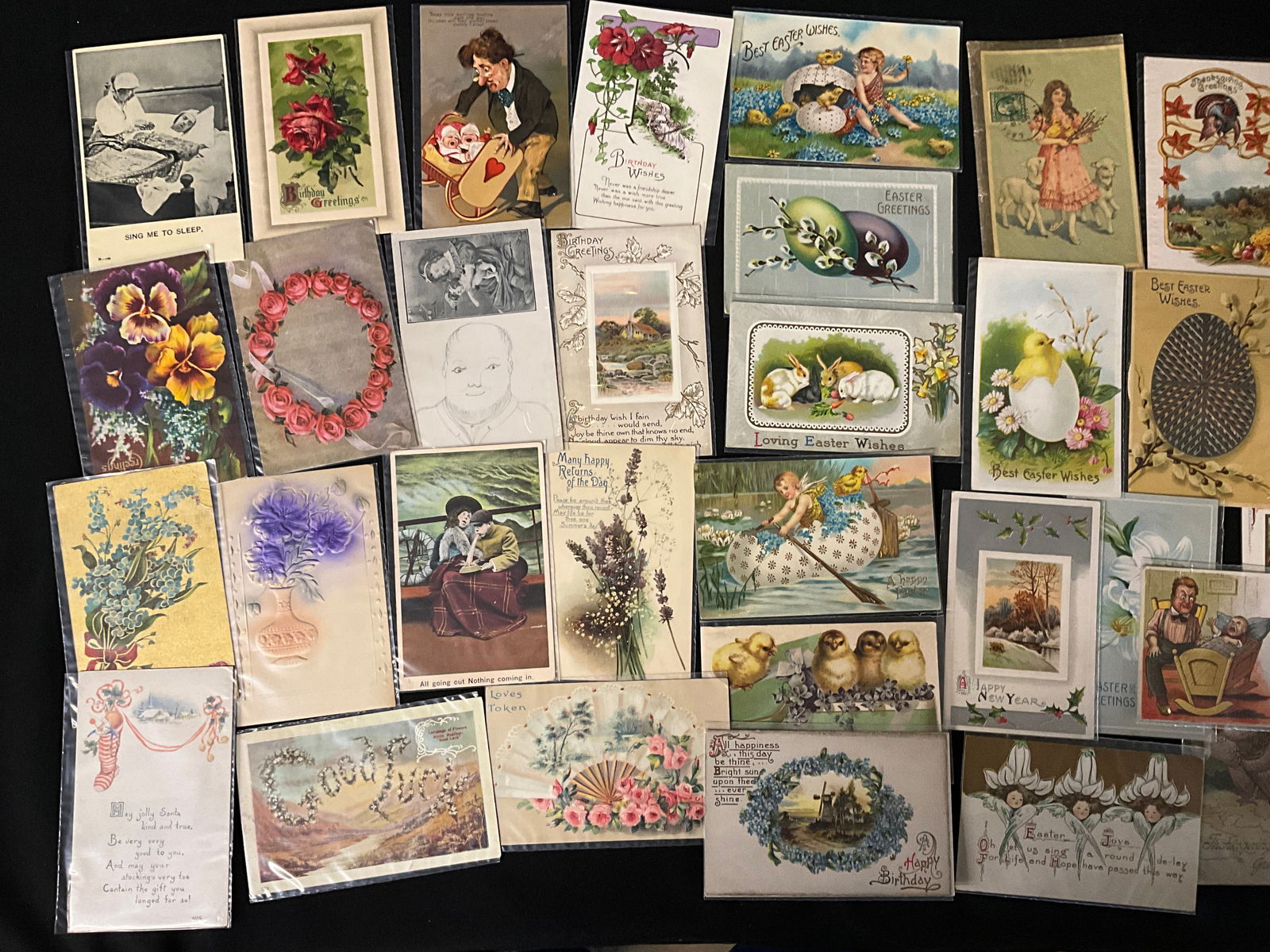 Golden Age Holiday and Greeting Postcard Collection, 42 Pieces, 1906-1915 - 3