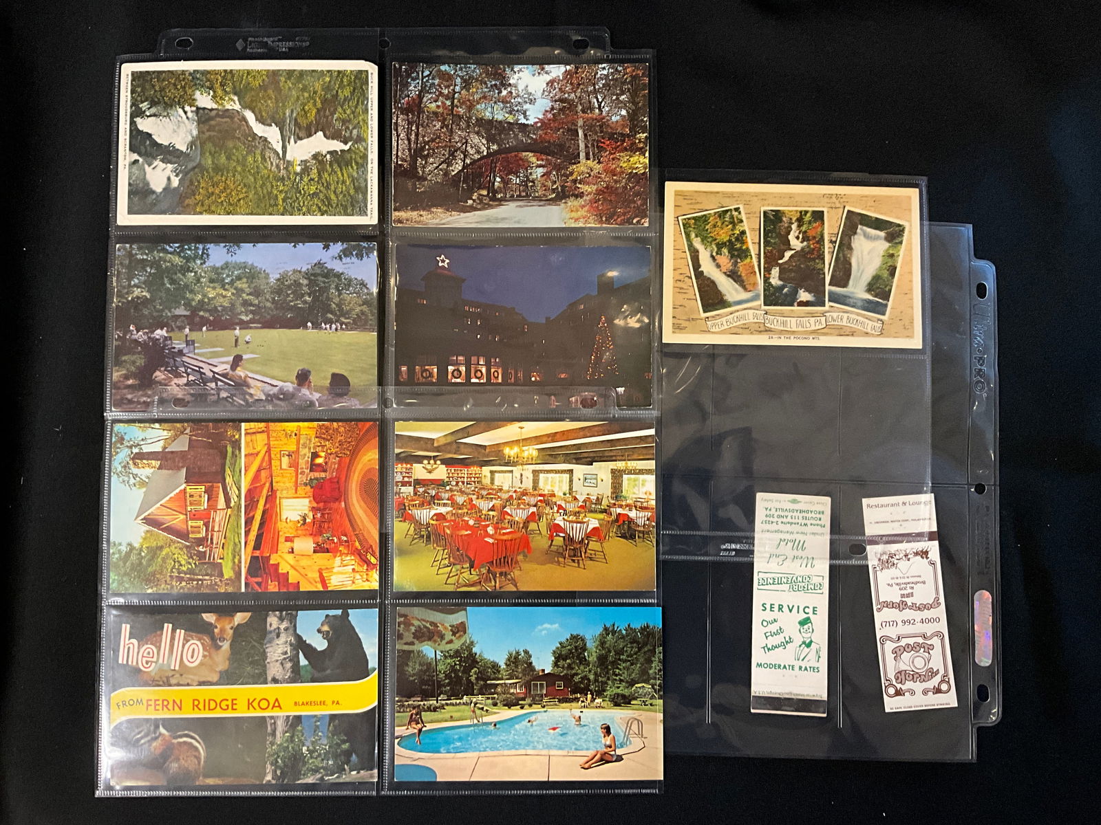 Pocono Mountains, PA Tourism Ephemera, Postcards and Matchbooks, 1950s-1970s - 2