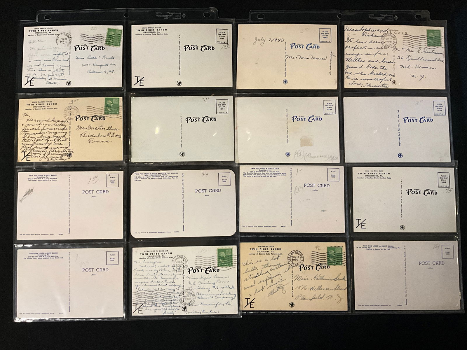 Twin Pine Ranch Stroudsburg Pennsylvania Postcard Collection, 1940s-1950s - 3