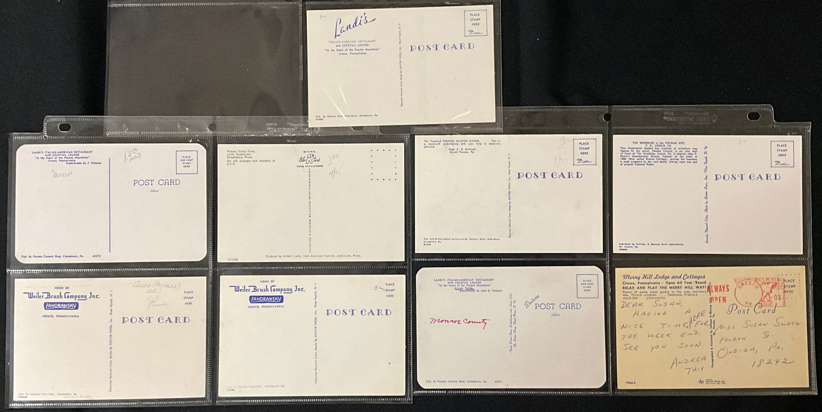 Pocono Mountains, PA Cherry Valley and Cresco, Vintage Postcard Lot, 1950s-1960s - 3