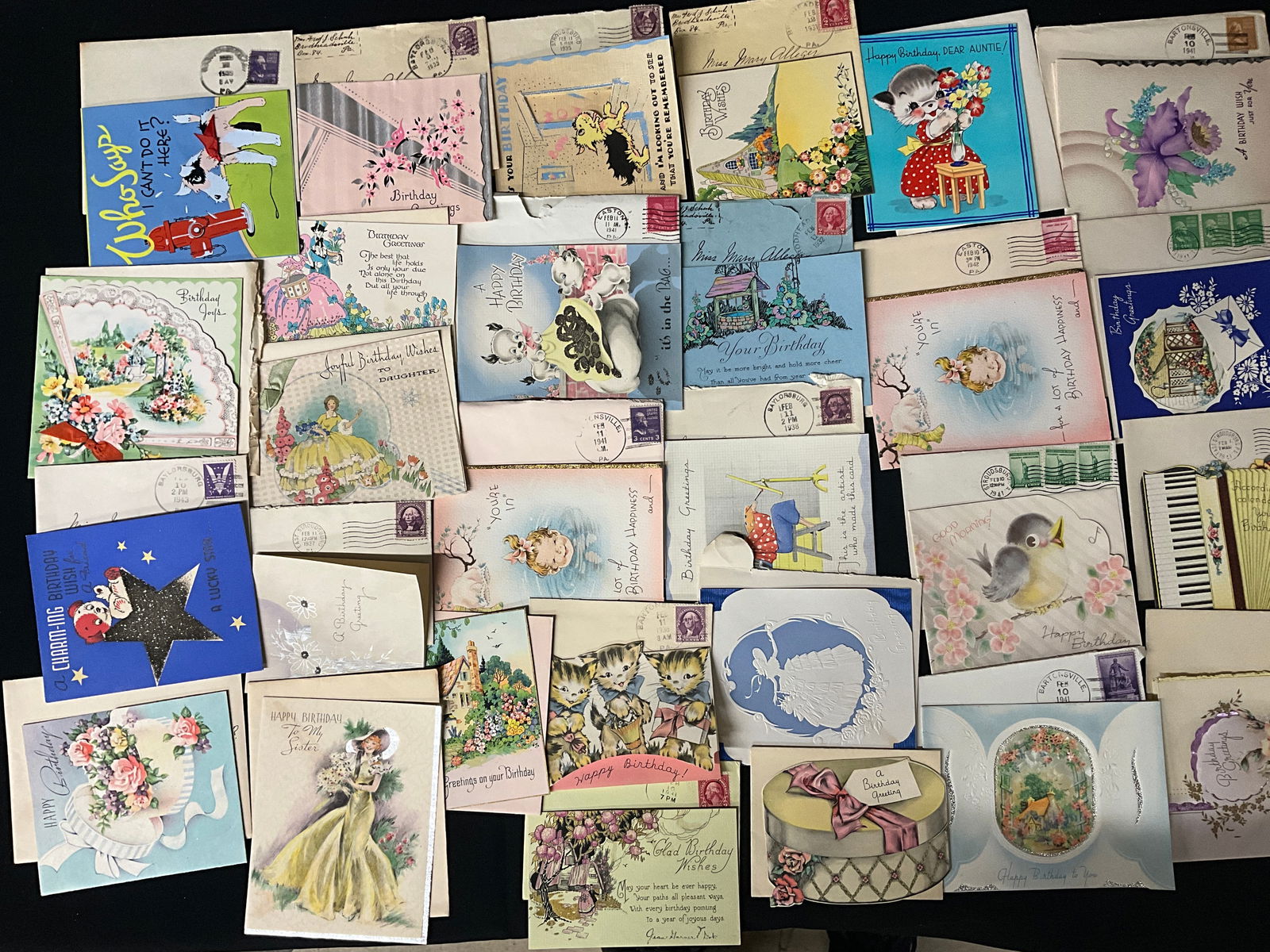 Large Collection of Vintage Birthday and Greeting Cards, circa 1930s�1940s - 3