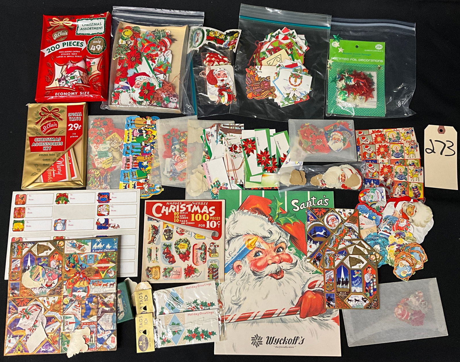 Vintage Mid-Century Christmas Ephemera Collection, Gift Tags and Seals, c. 1940s-1960s (1 of 3)