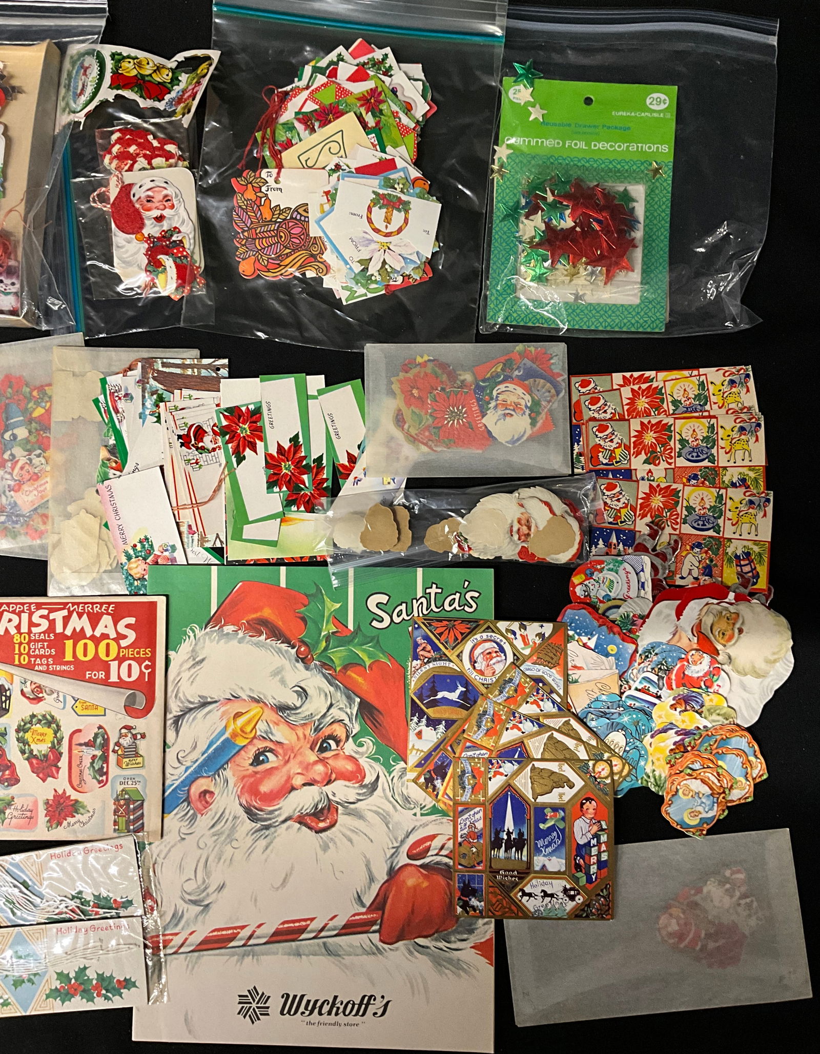 Vintage Mid-Century Christmas Ephemera Collection, Gift Tags and Seals, c. 1940s-1960s - 2