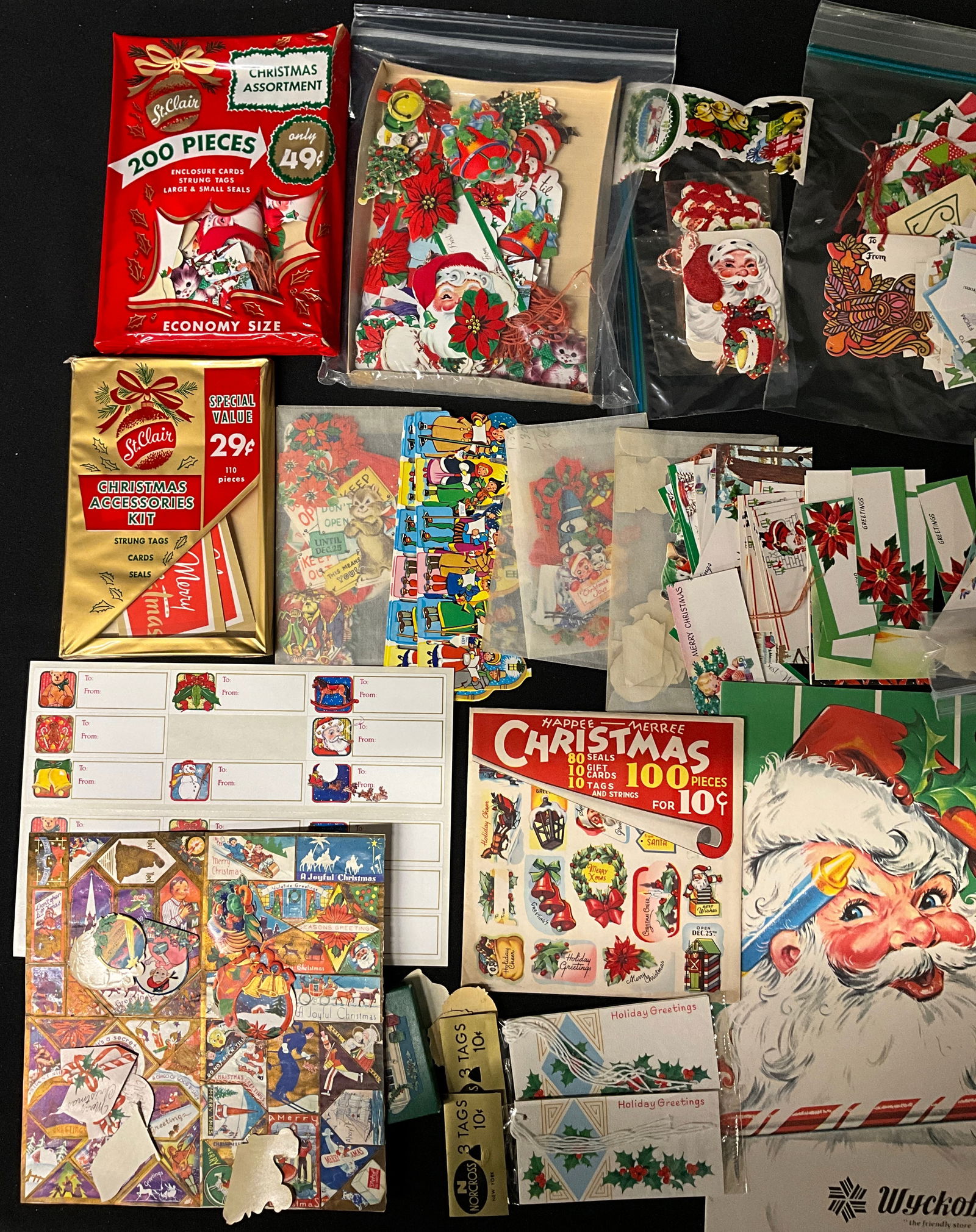 Vintage Mid-Century Christmas Ephemera Collection, Gift Tags and Seals, c. 1940s-1960s - 3