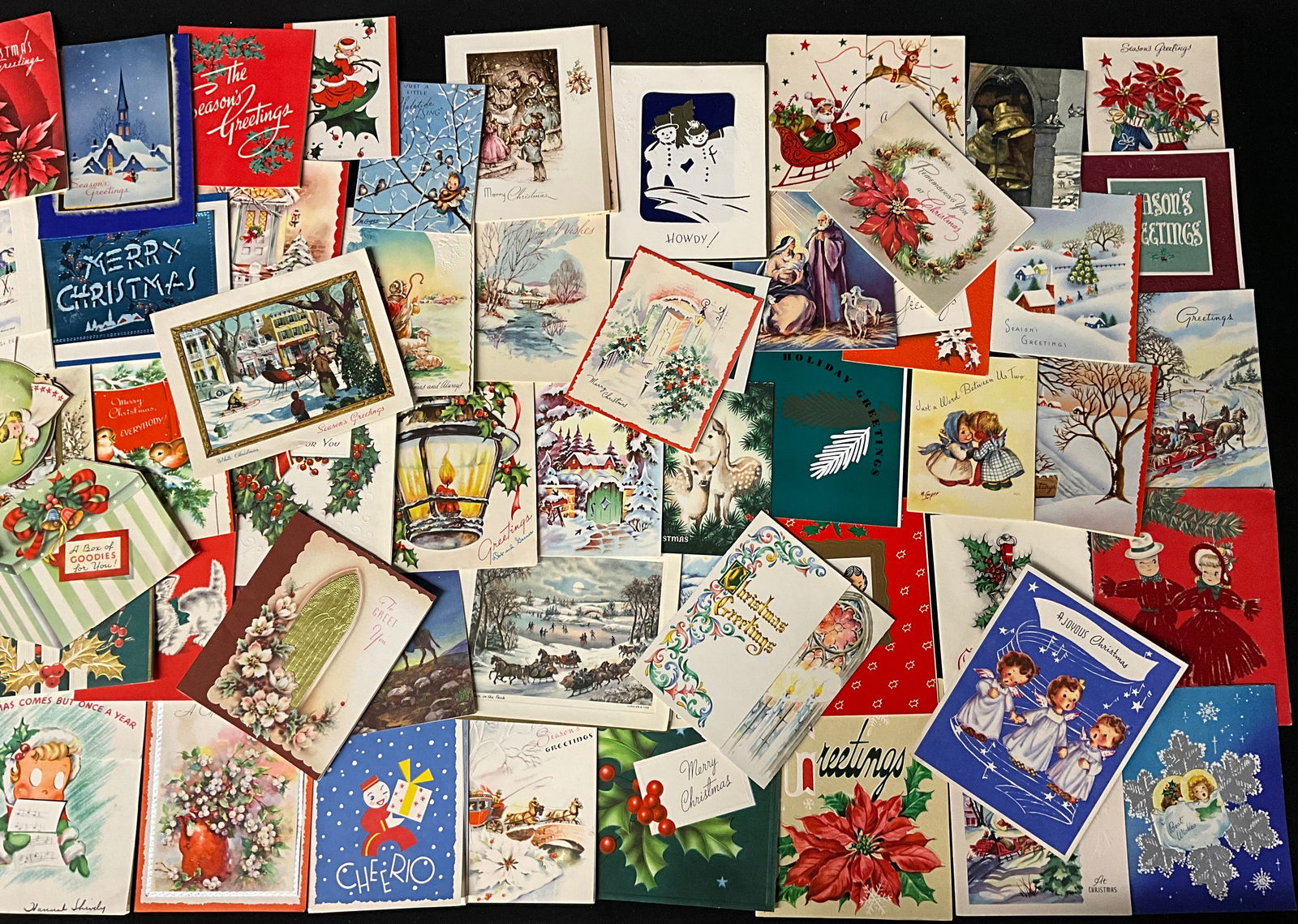 Mid-Century Christmas Greeting Cards, Paper Ephemera Lot, 1940s-1960s - 2