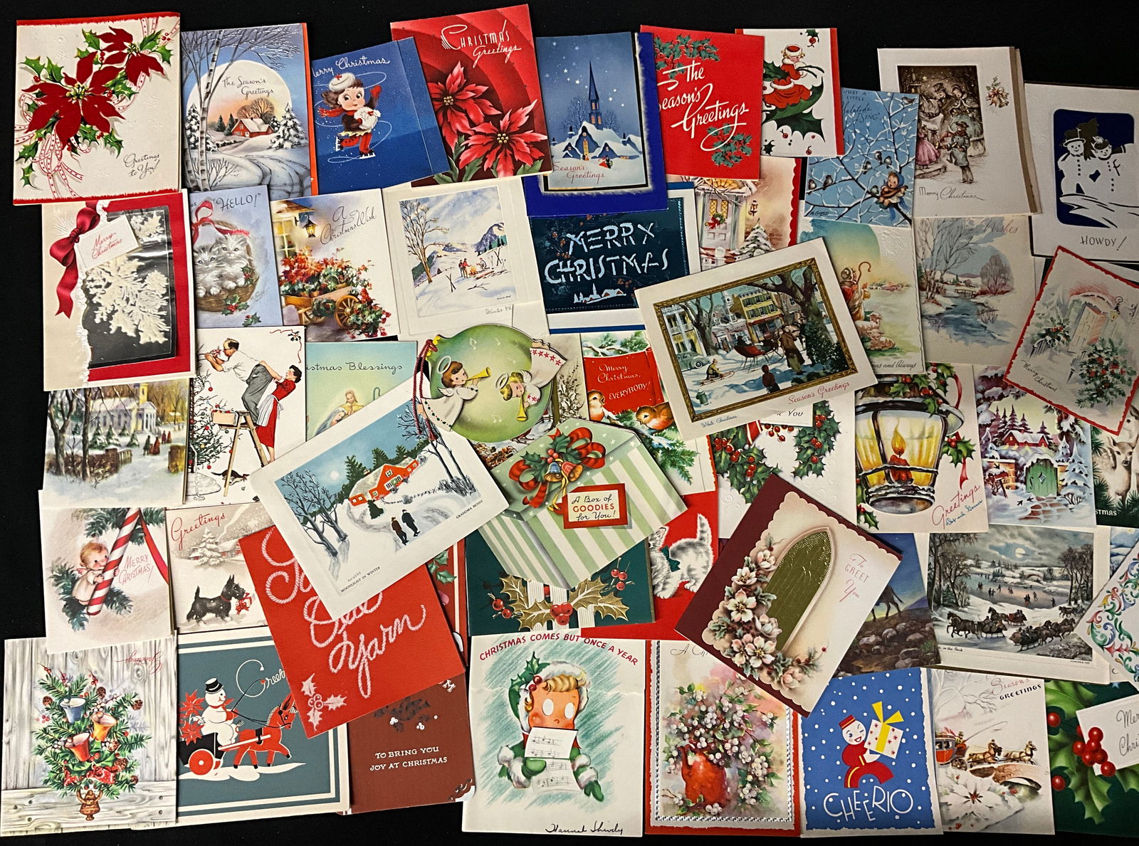 Mid-Century Christmas Greeting Cards, Paper Ephemera Lot, 1940s-1960s - 3