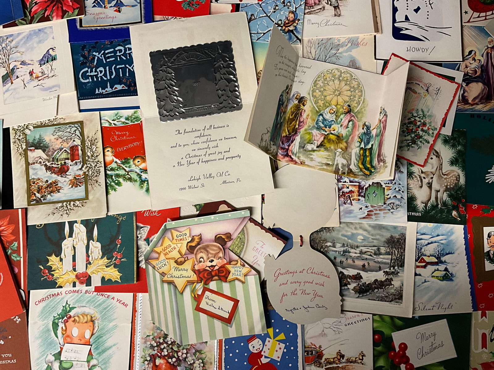 Mid-Century Christmas Greeting Cards, Paper Ephemera Lot, 1940s-1960s - 4