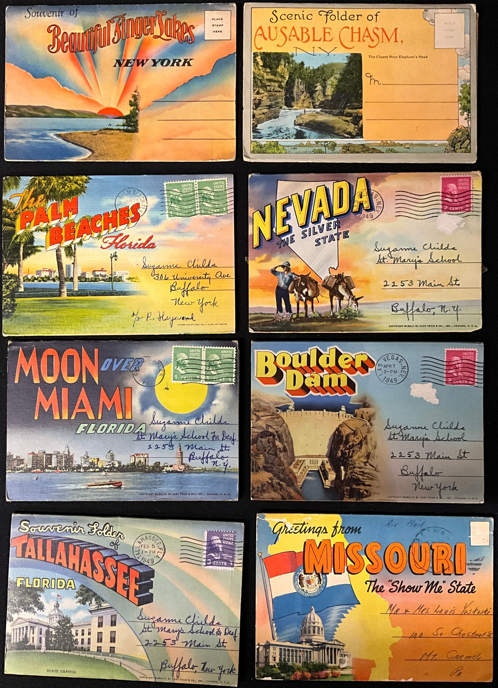 United States Travel and Tourism, Souvenir Postcard Folders, c. 1947-1949 - 3