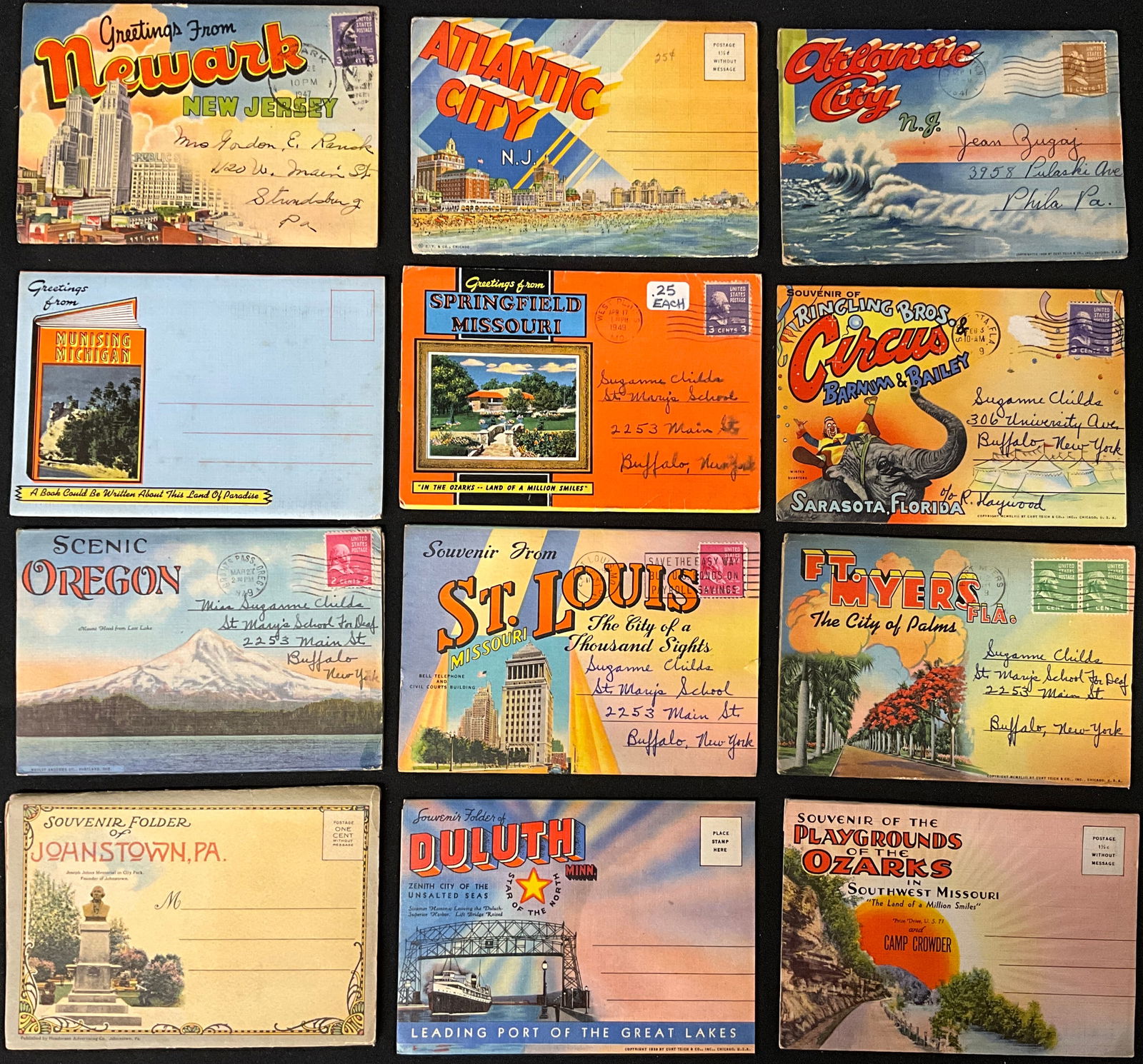 United States Travel and Tourism, Souvenir Postcard Folders, c. 1947-1949 - 4