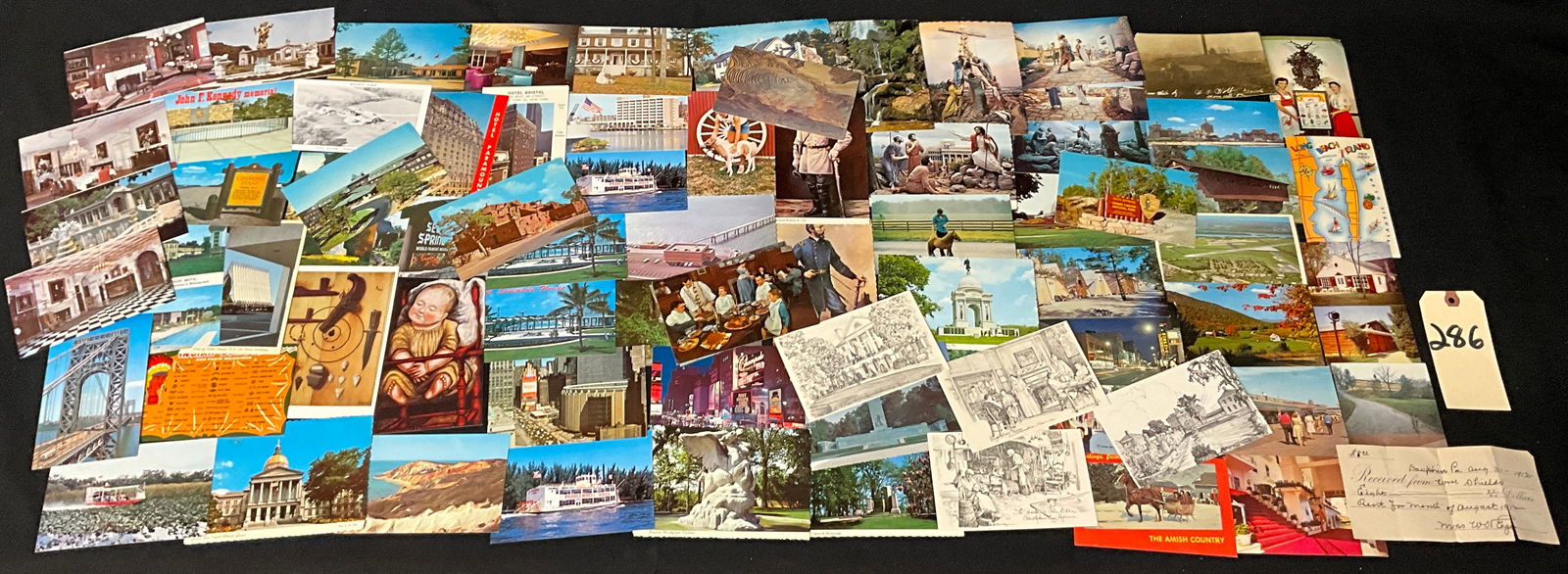 Vintage US Travel and History Postcard Collection with 1912 Receipt, c. 1912-1970s (1 of 5)