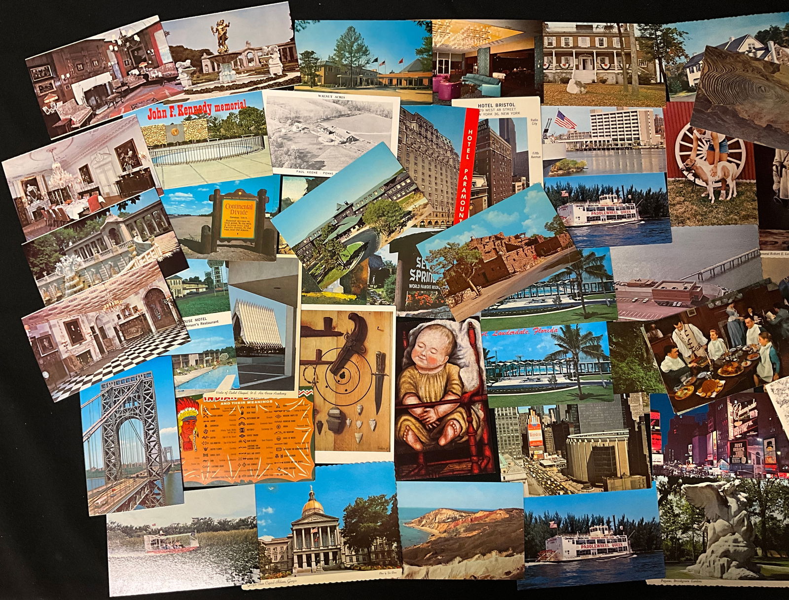 Vintage US Travel and History Postcard Collection with 1912 Receipt, c. 1912-1970s - 4