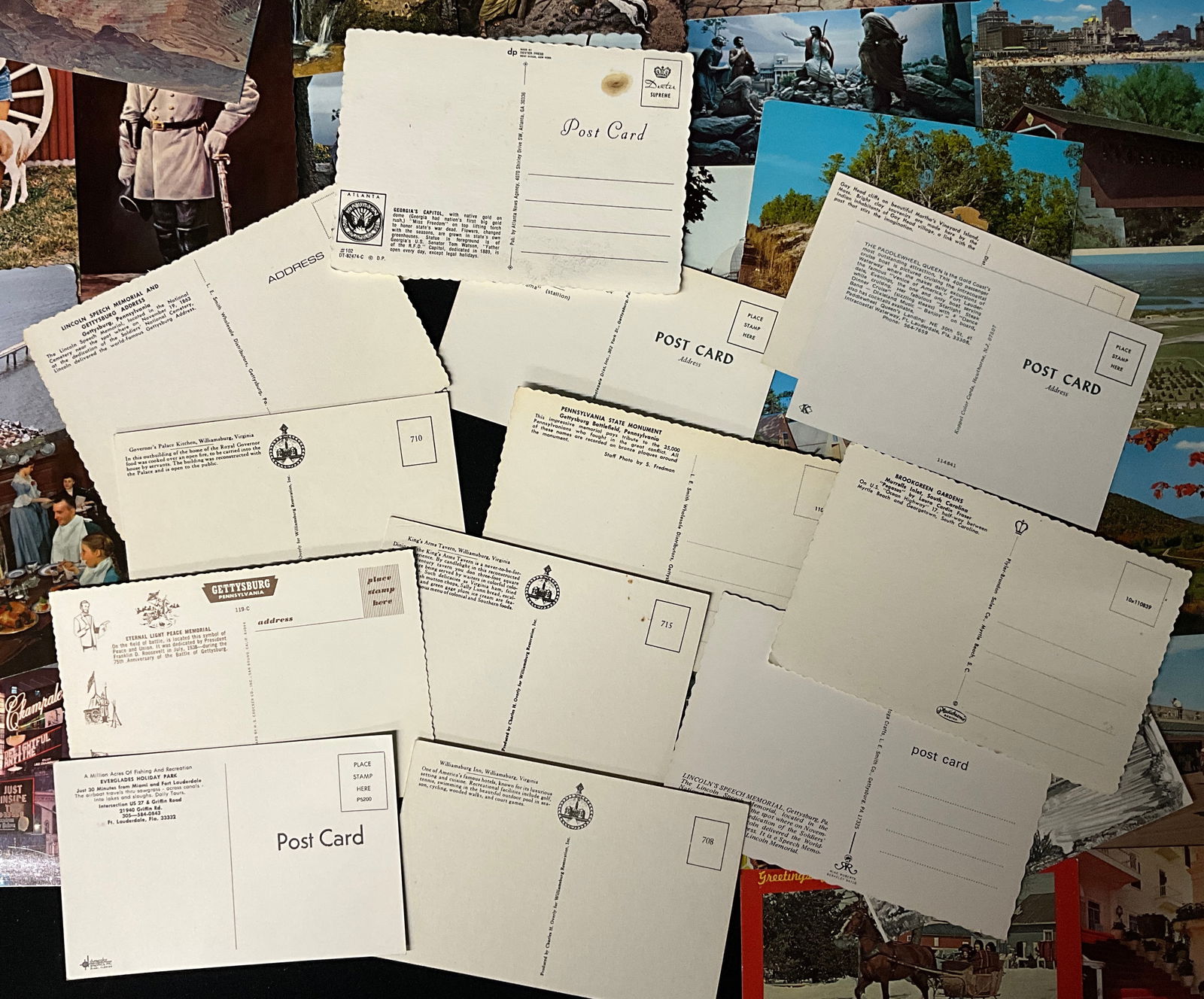 Vintage US Travel and History Postcard Collection with 1912 Receipt, c. 1912-1970s - 5