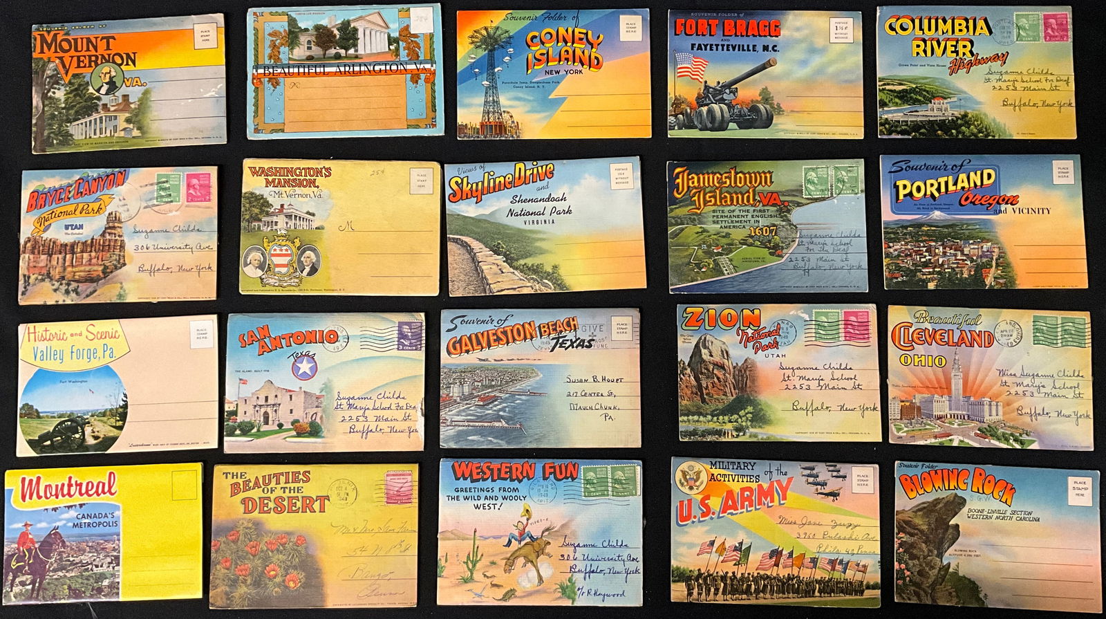 North American Travel and Military Souvenir Postcard Folders - 2