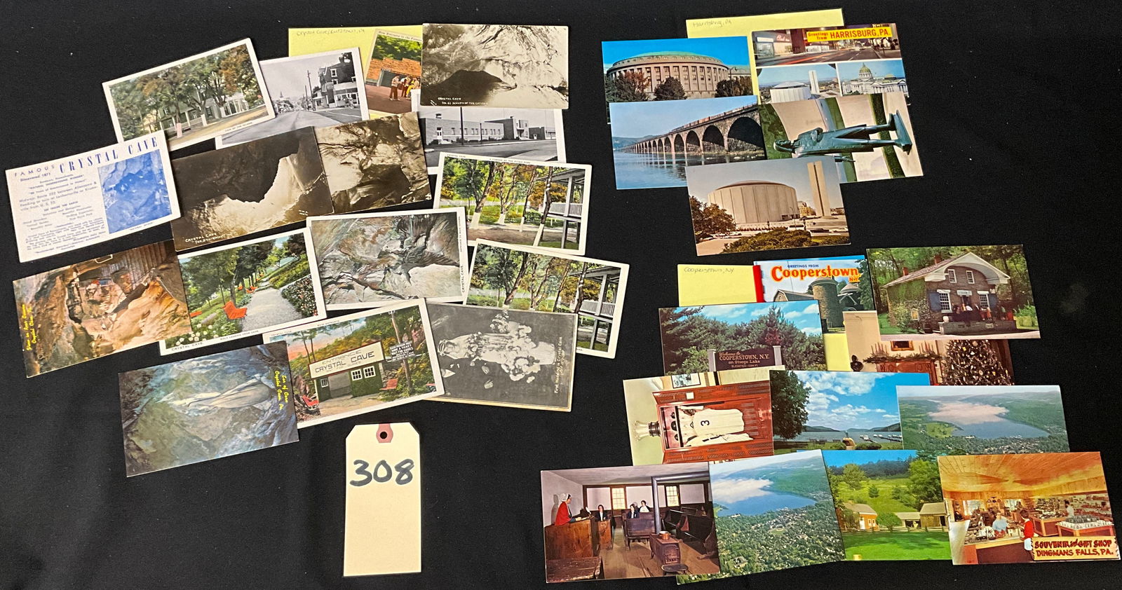Pennsylvania and New York Regional Tourism Postcards and Folder, 1907-1970s: This collection consists of approximately 32 printed postcards and one souvenir folder dating from 1907 to the 1970s, featuring Kutztown, Harrisburg, and Cooperstown. The set includes early