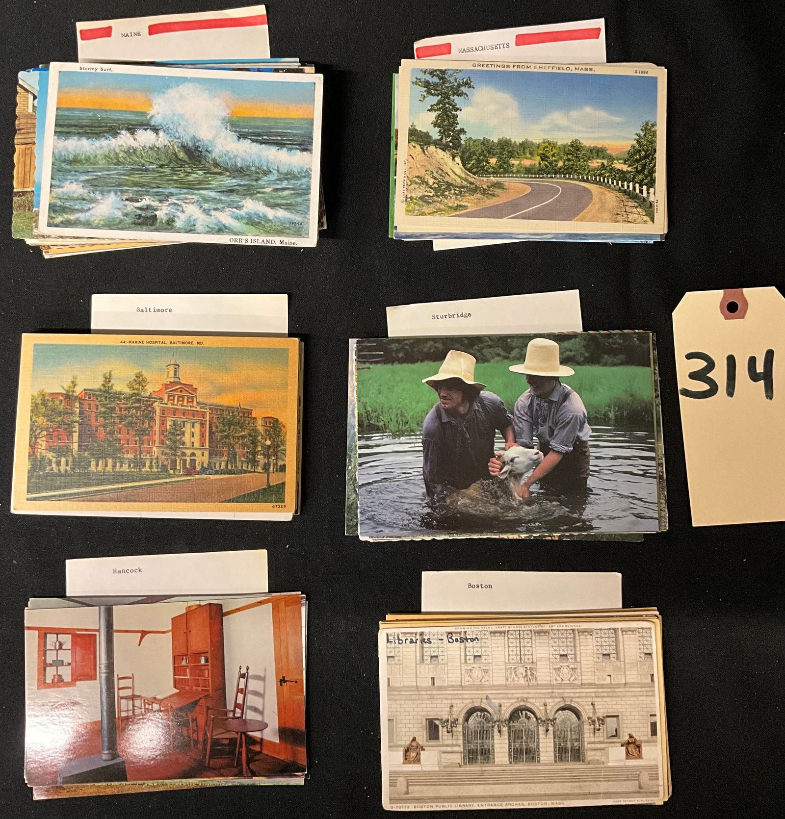 New England and Mid-Atlantic Vintage Postcard Collection, 1913-1970s: This collection of printed postcards features New England and Mid-Atlantic views from 1913 through the 1970s, with a heavy concentration of linen-style cards. Publishers include Curt Teich, Tichnor