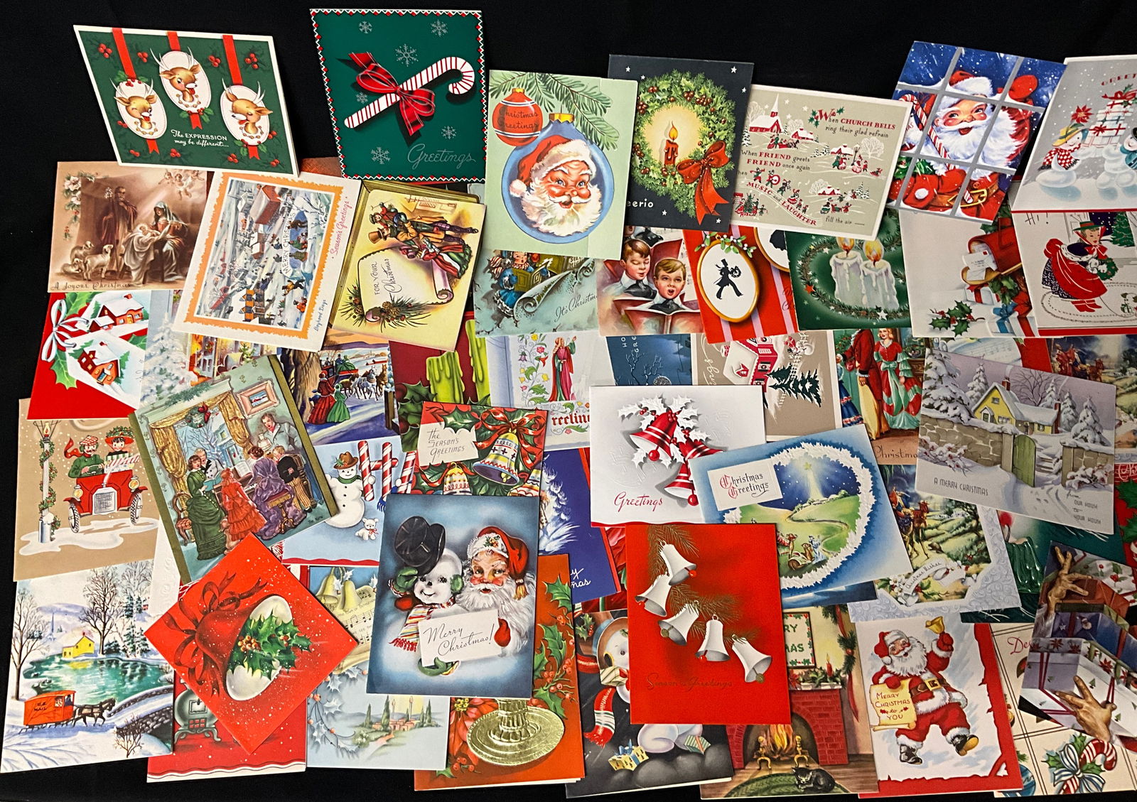 Large Collection of Vintage Christmas Greeting Cards, c. 1940s-1960s - 3