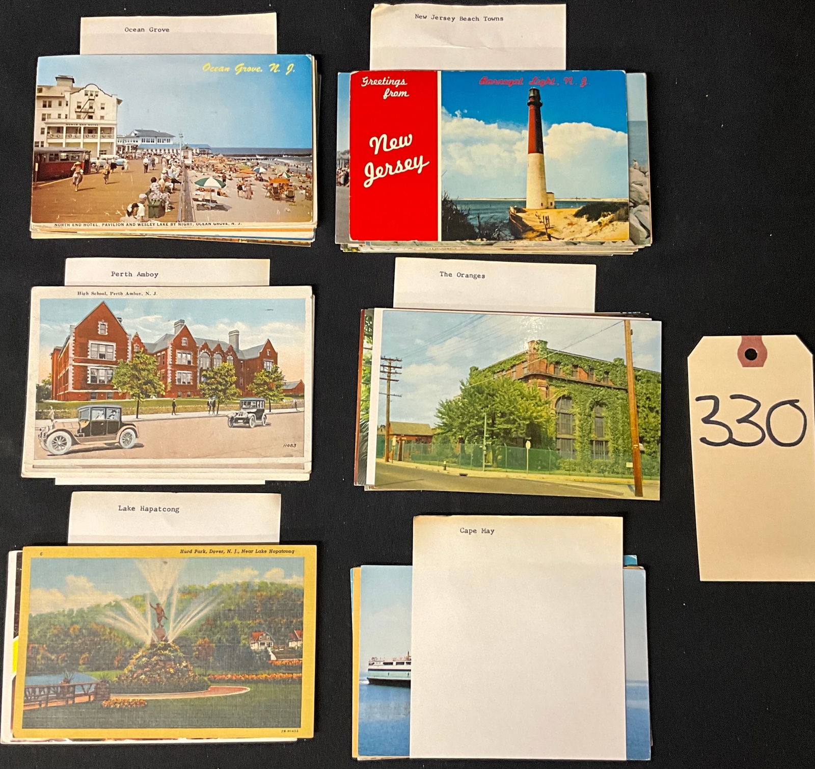 New Jersey Regional Topographical Archive, Vintage Postcards, c. 1920-1965: This extensive archive features printed linen, white border, and early chrome postcards documenting New Jersey's coastal and industrial history. Featured locations include Ocean Grove's Great