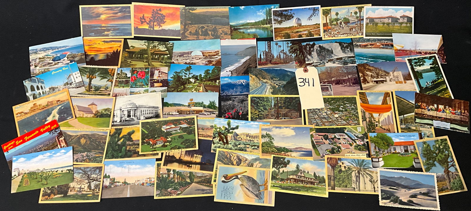 California and Western U.S. Vintage Postcard Collection, 1930s-1960s: This collection contains printed postcards featuring mid-century linen and early chrome styles from publishers like H.S. Crocker Co. and Western Publishing & Novelty Co. The subject matter focuses on