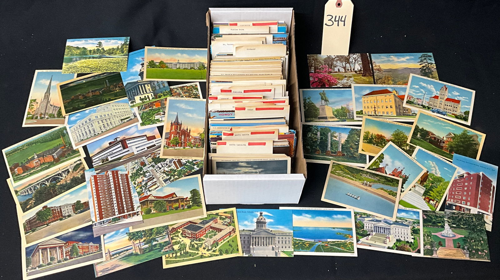 Mid-Century United States Topographical Postcard Collection, c. 1930s-1970s: This collection of printed linen and chrome postcards documents the Mid-Atlantic and Southern United States from the 1930s to the 1970s. Locations include Virginia (Skyline Drive, Mt. Vernon, Richmond