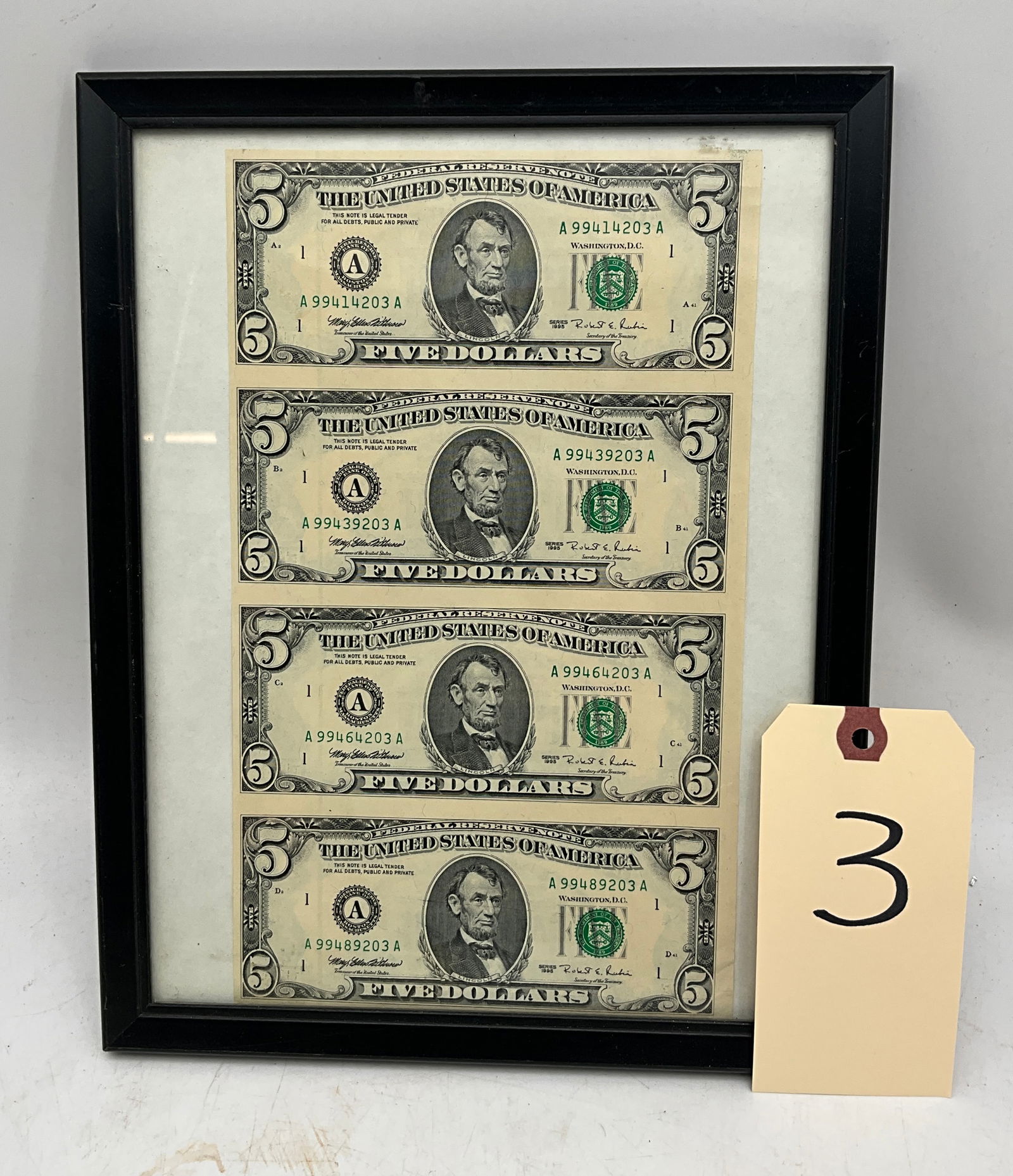 US 1995 $5 Federal Reserve Notes, Paper, Fr. 1922-A (1 of 2)