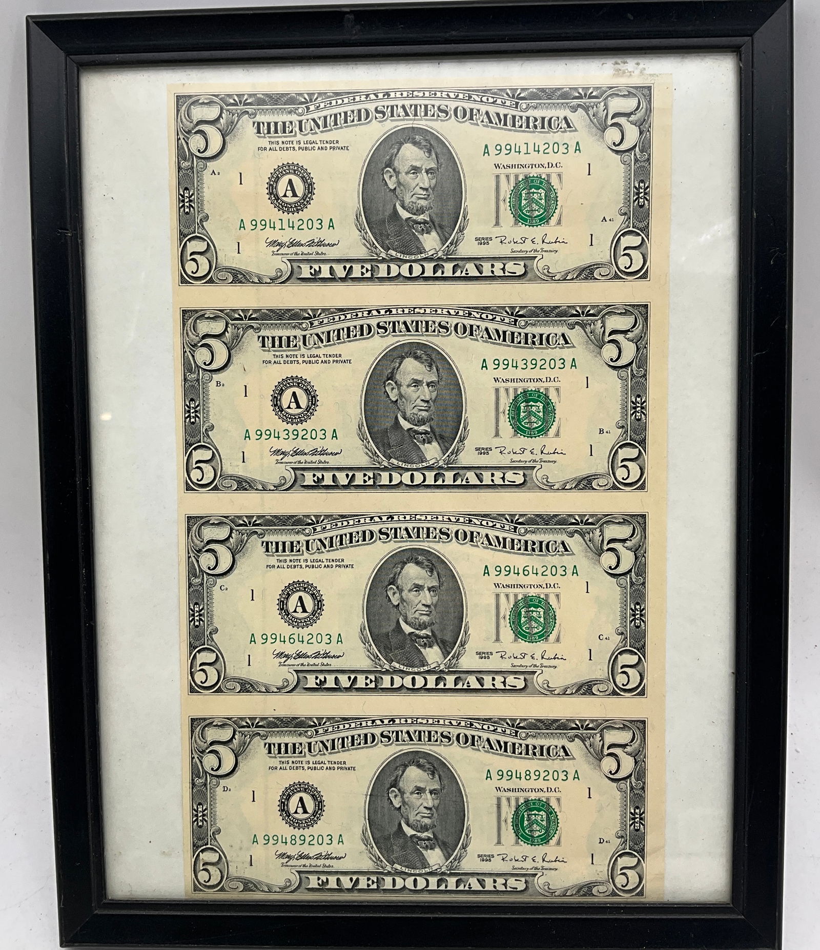 US 1995 $5 Federal Reserve Notes, Paper, Fr. 1922-A - 2