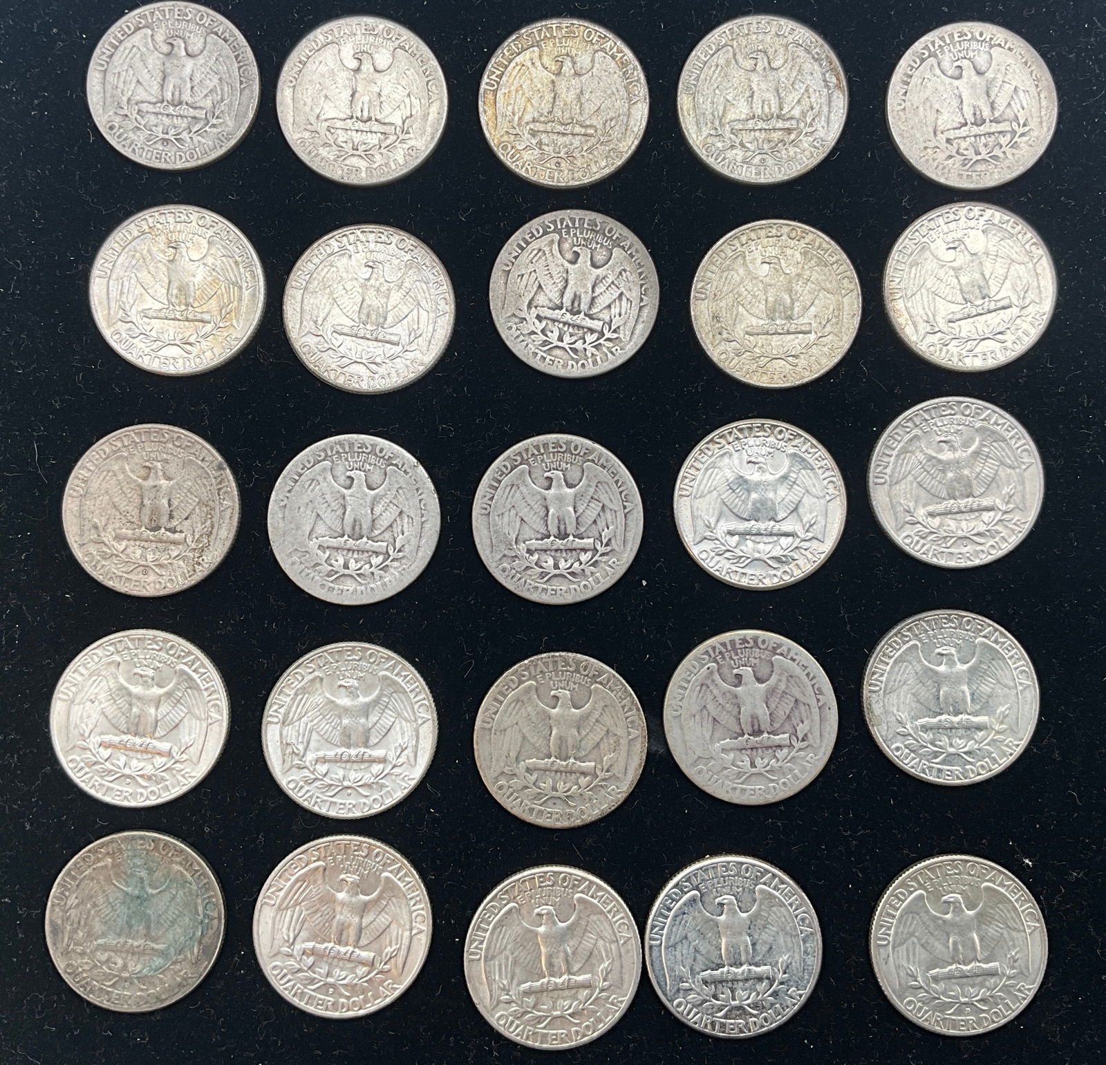 US 1936-1964 Quarter Dollar Lot, 90% Silver, KM-164 - 3