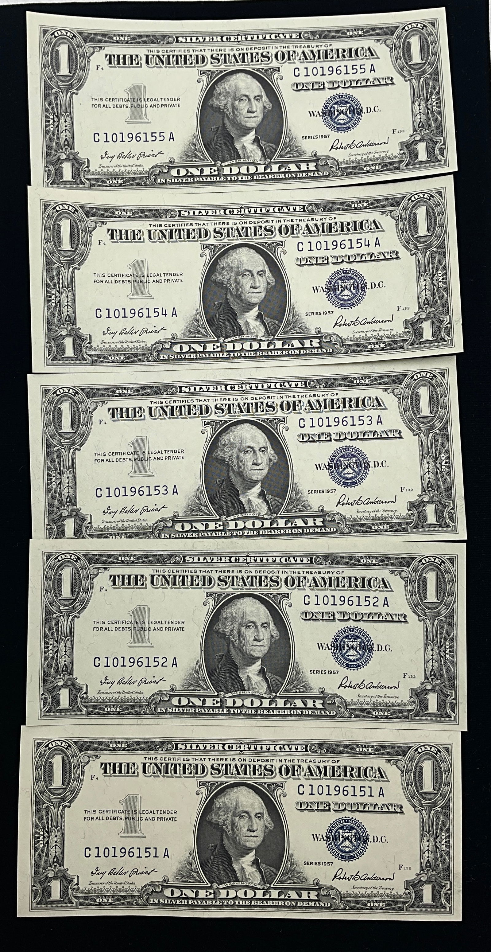 US 1957 $1 Silver Certificates, Paper, Friedberg 1619 - 2