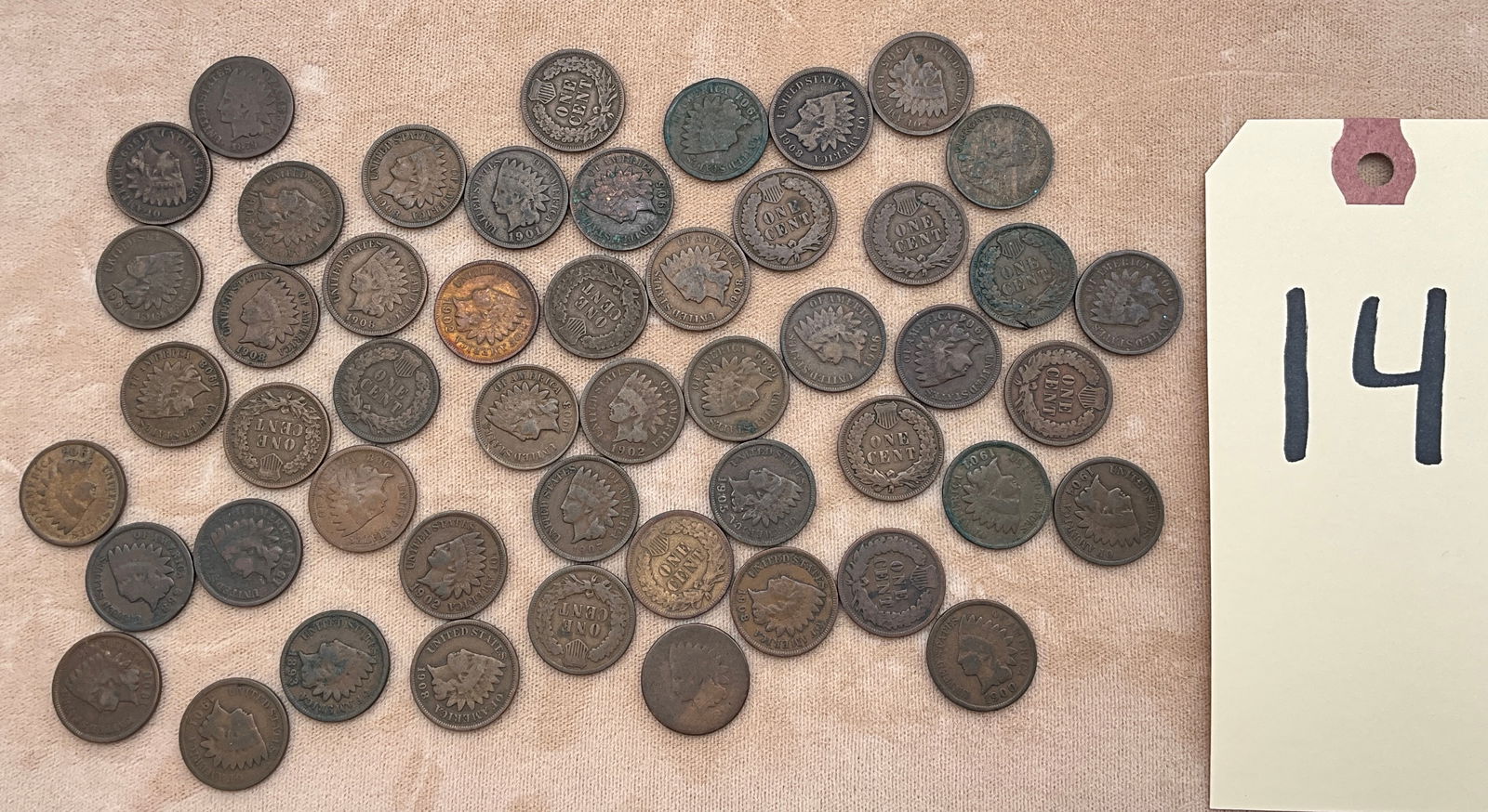 US 1879-1908 Indian Head Cent Collection, Bronze, KM-90a, 50 PCS. (1 of 2)