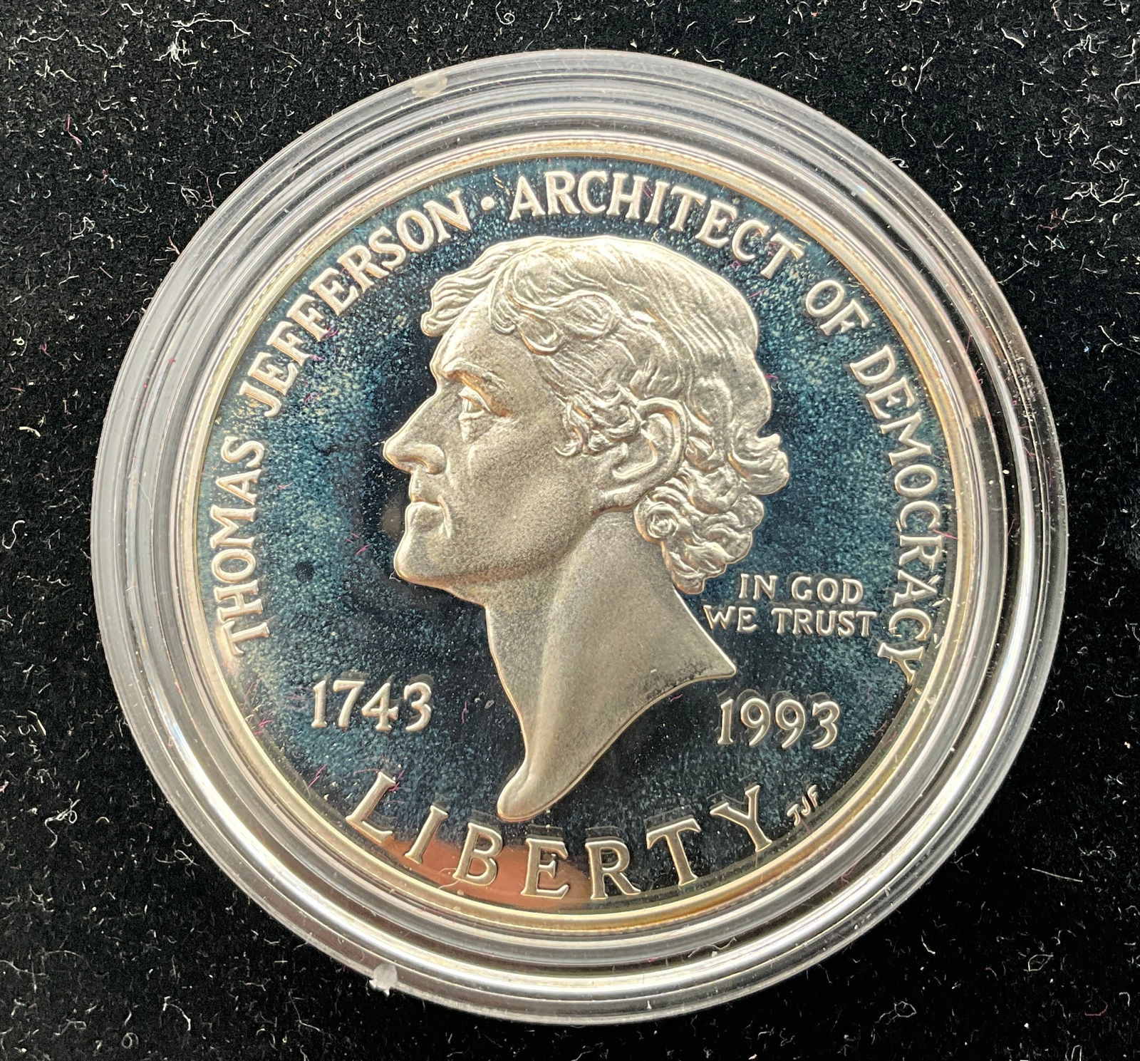 US 1993-S Thomas Jefferson 250th Anniversary Silver Dollar, KM-247, Proof - 2