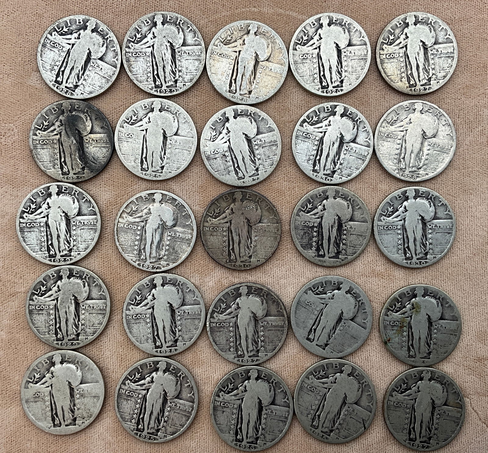 US 1925-1930 Standing Liberty Quarters, 90% Silver, KM-145 - 2