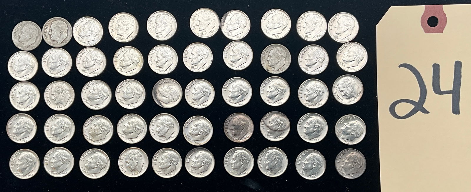 US 1946-1964 Roosevelt Dimes, 90% Silver, 50 PCS. (1 of 3)
