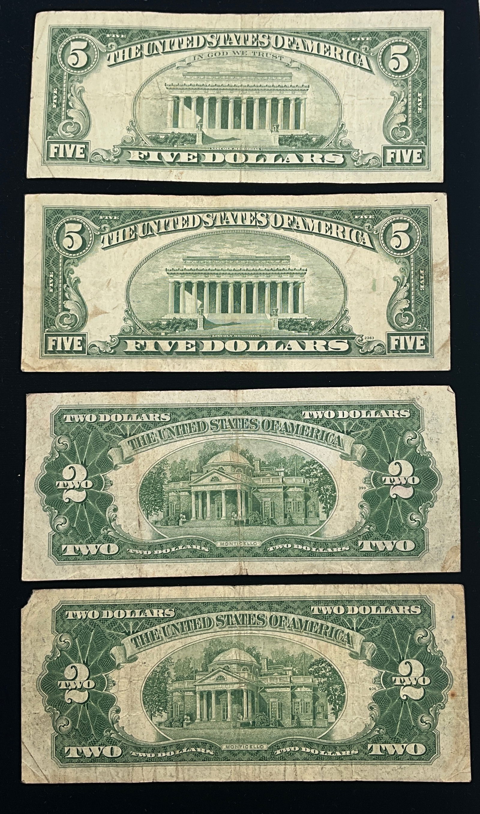 US 1953-1963 $2 and $5 Red Seal United States Notes, Paper - 3