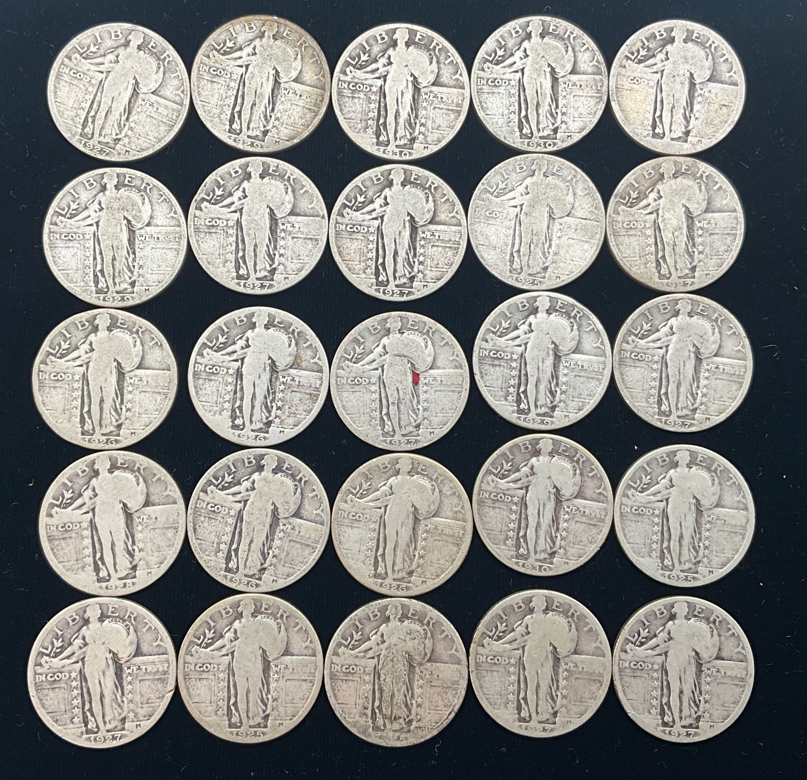 US 1925-1930 Standing Liberty Quarters, 90% Silver, KM-145, Lot of 30 - 2