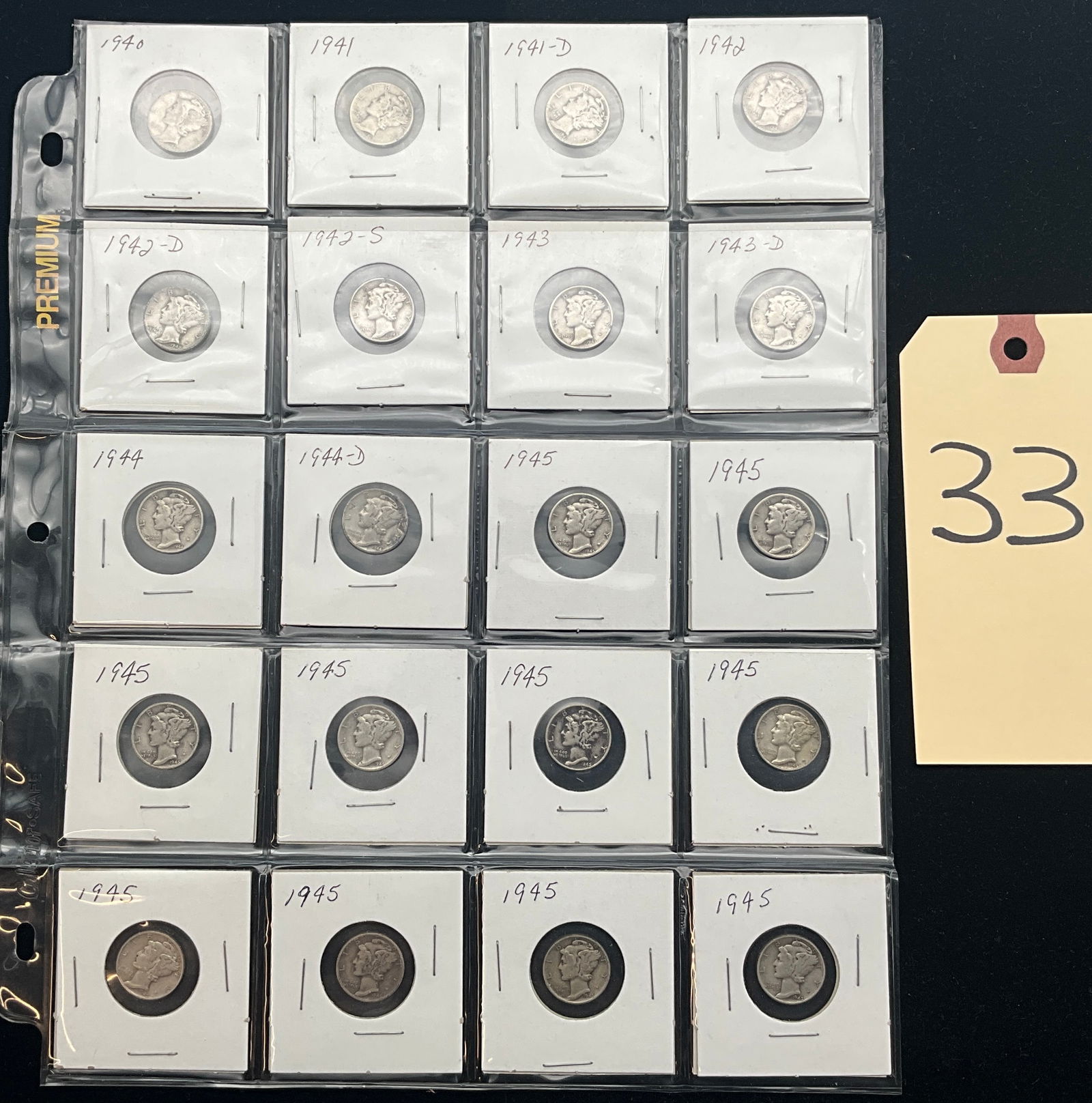 US 1940-1945 Mercury Dimes, Silver, KM-140 (1 of 5)