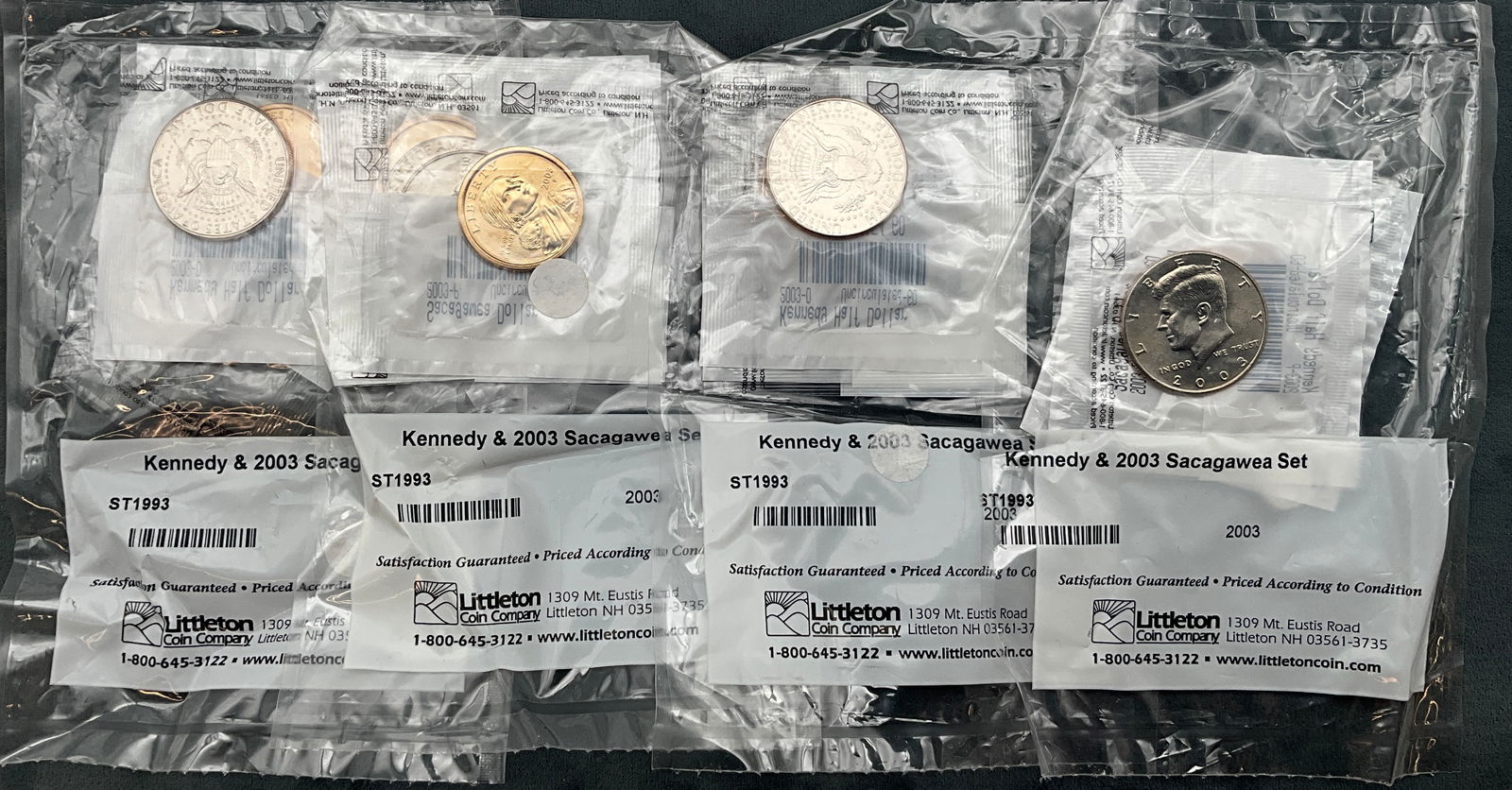 US 2003 Kennedy Half Dollar and Sacagawea Dollar 4-Set Lot, Clad - 2