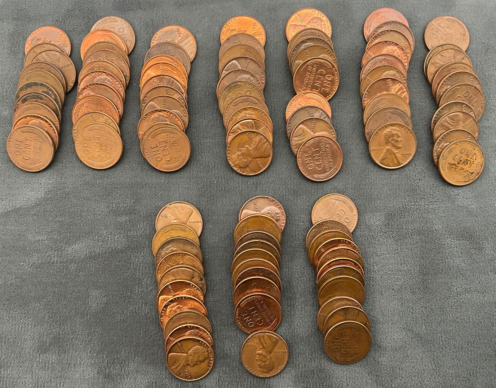 US 1955 100 PCS Lincoln Wheat Cent, Copper, KM-132 - 2