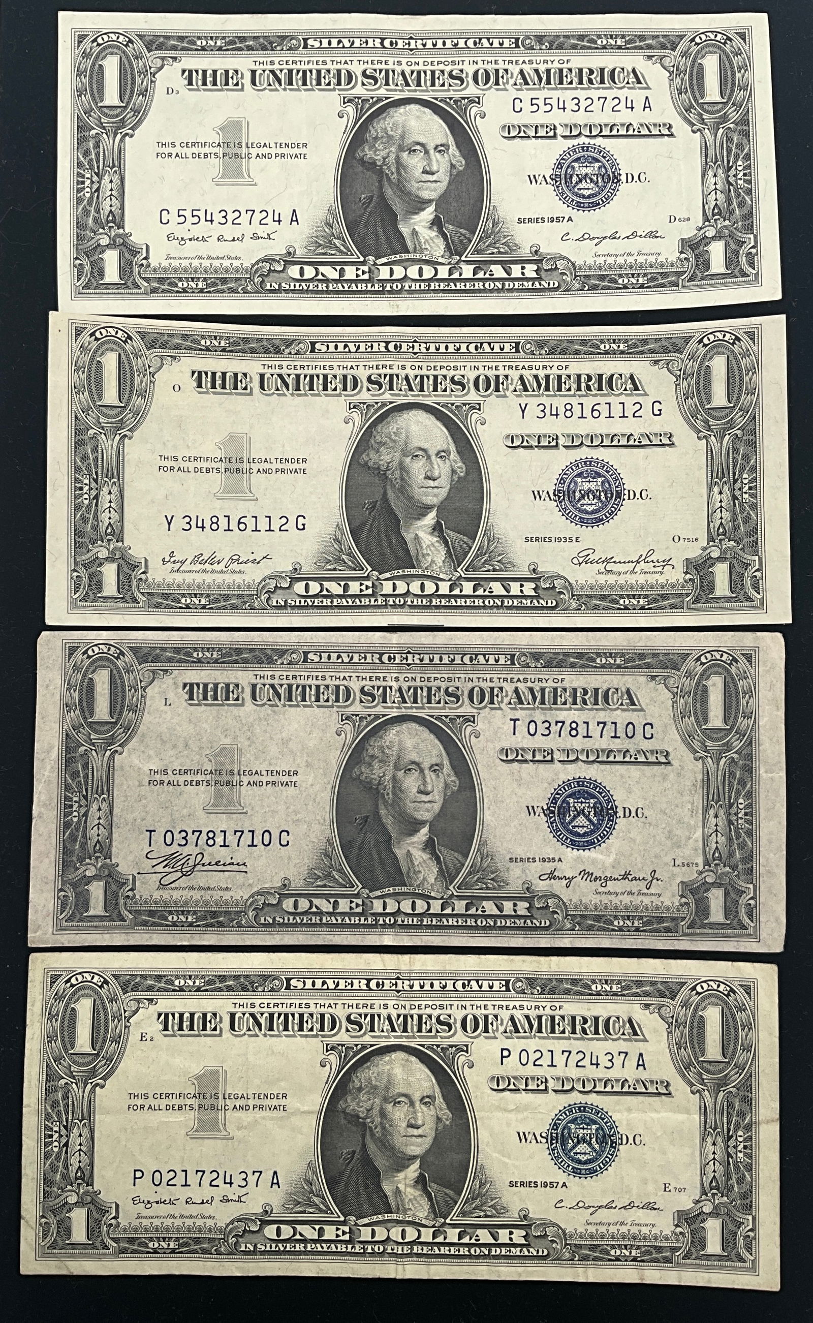 US 1935-1957 $1 Silver Certificates, Paper, Fr. 1608, 1614, 1620 - 2