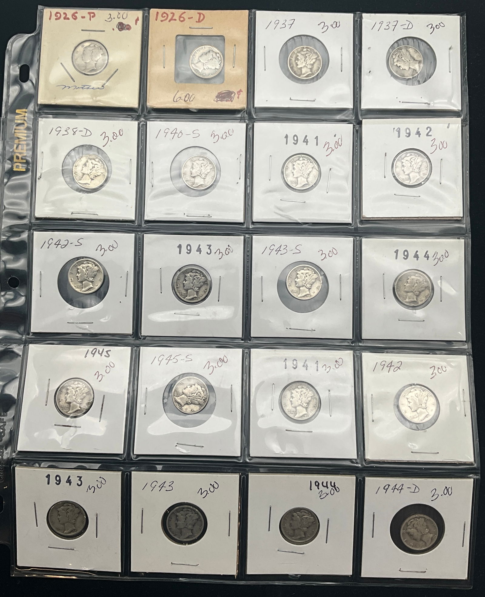 US 1926-1945 Mercury Dime Collection, 90% Silver, KM-140 - 2