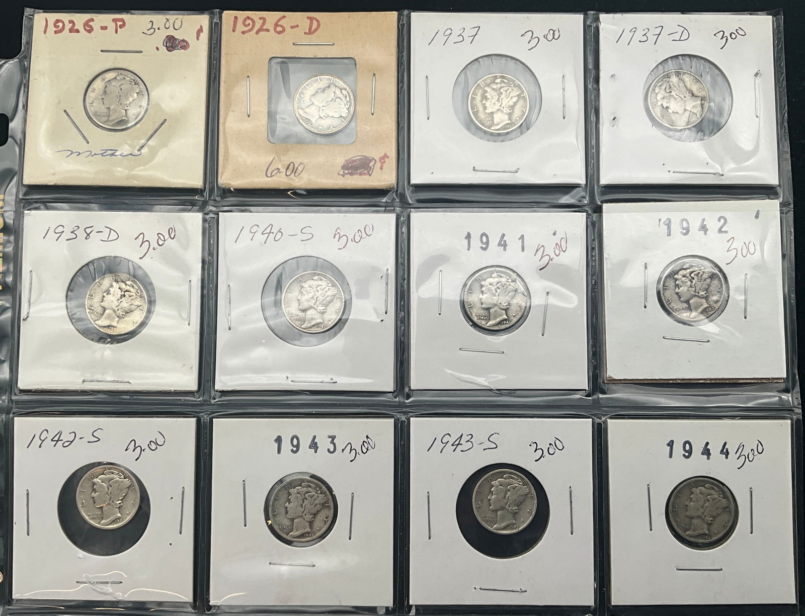 US 1926-1945 Mercury Dime Collection, 90% Silver, KM-140 - 3