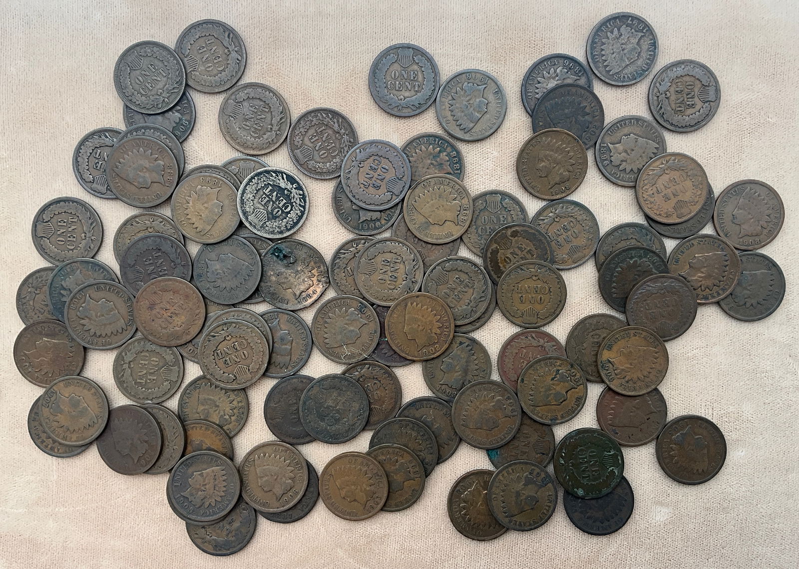 US 1884-1908 Indian Head Cent Collection, 100 PCS, Copper-Alloy - 2