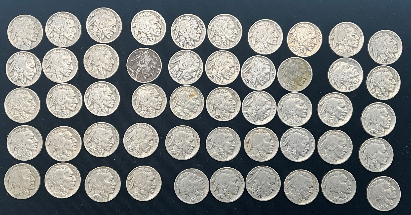 US 1930-1937 Buffalo Nickels, Cupro-Nickel, 50 Pcs, KM-134 - 2