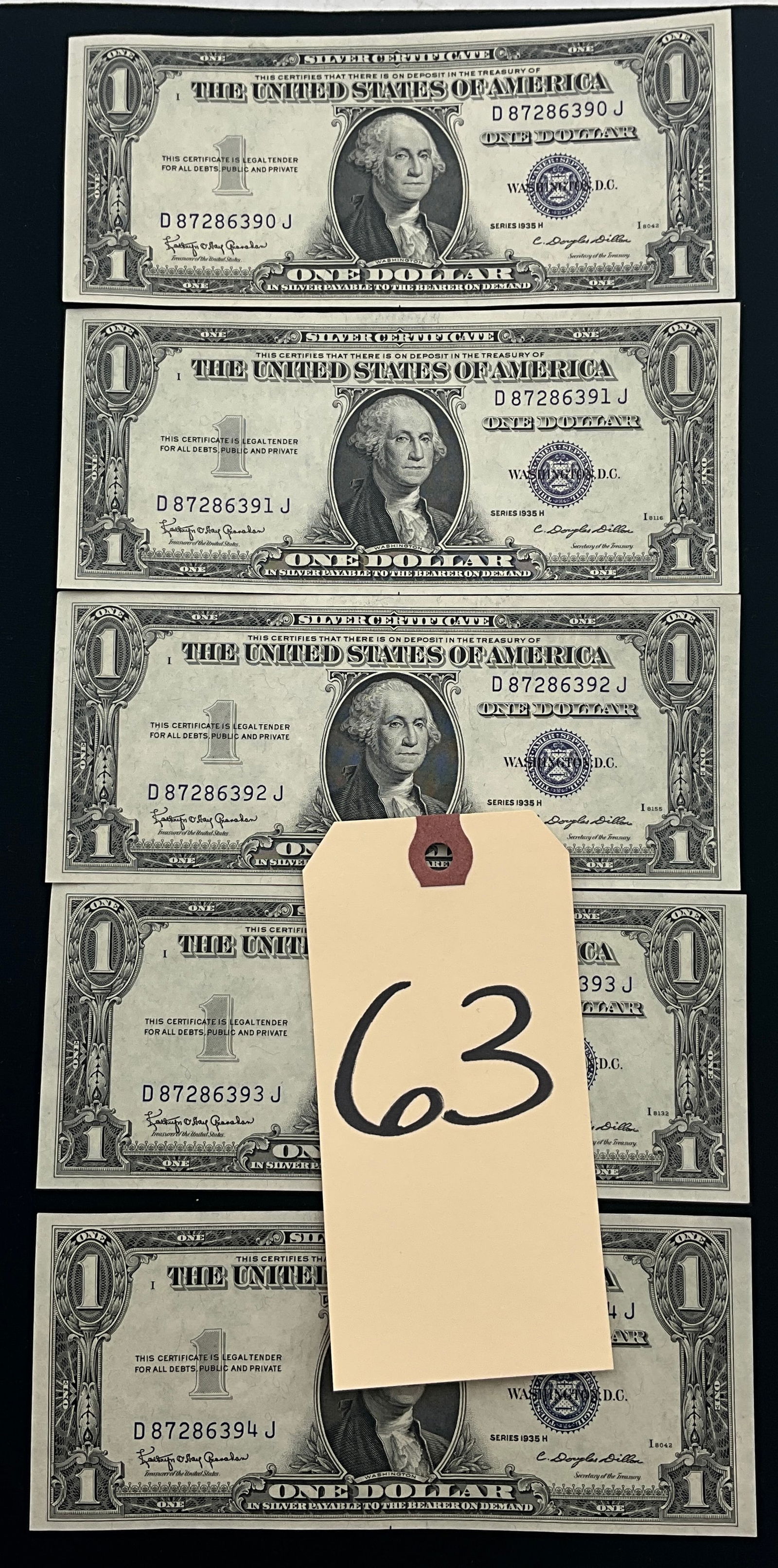 US 1935 H $1 Silver Certificates, Paper, Fr. 1618 (1 of 3)