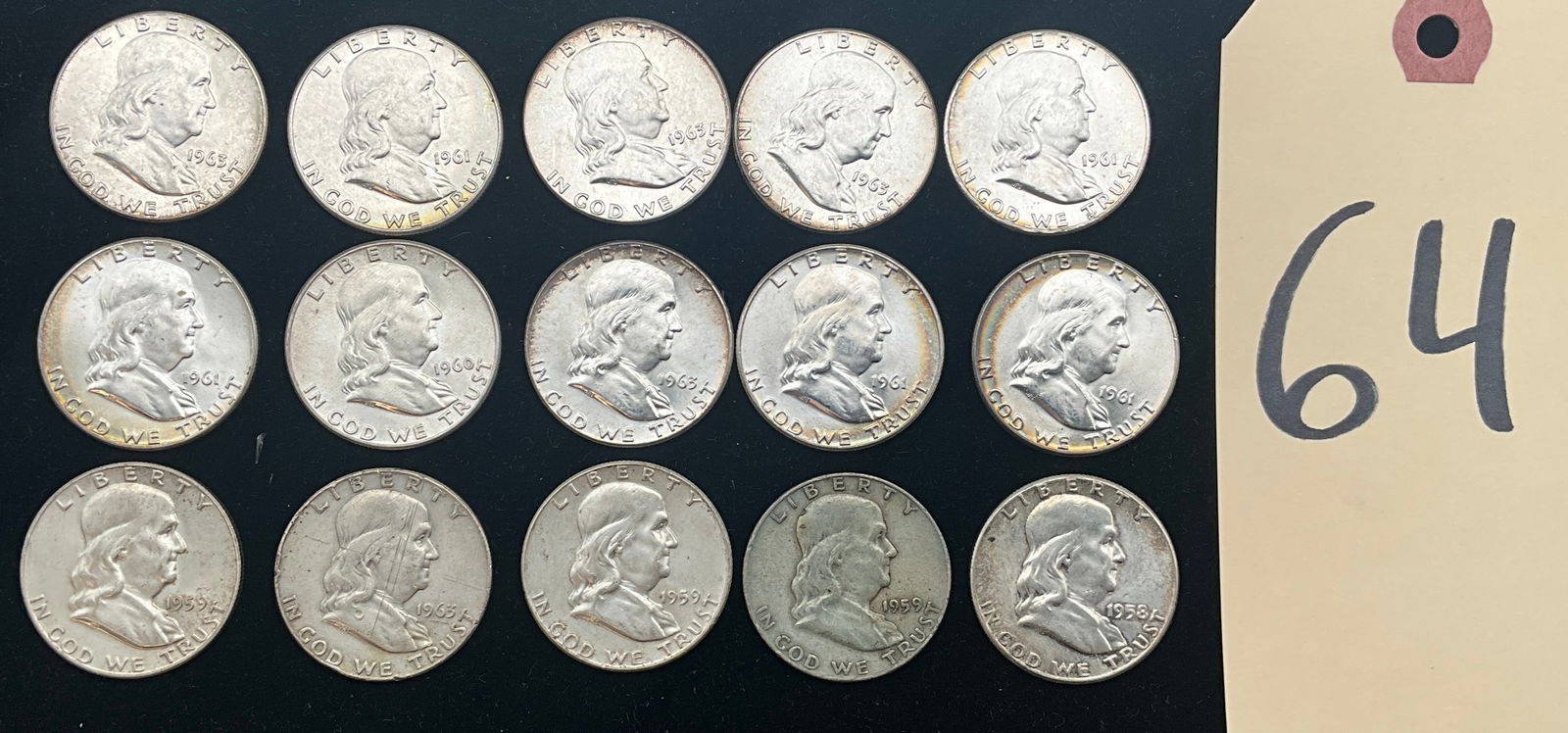 US 1958-1963 Franklin Half Dollars, 90% Silver (1 of 3)