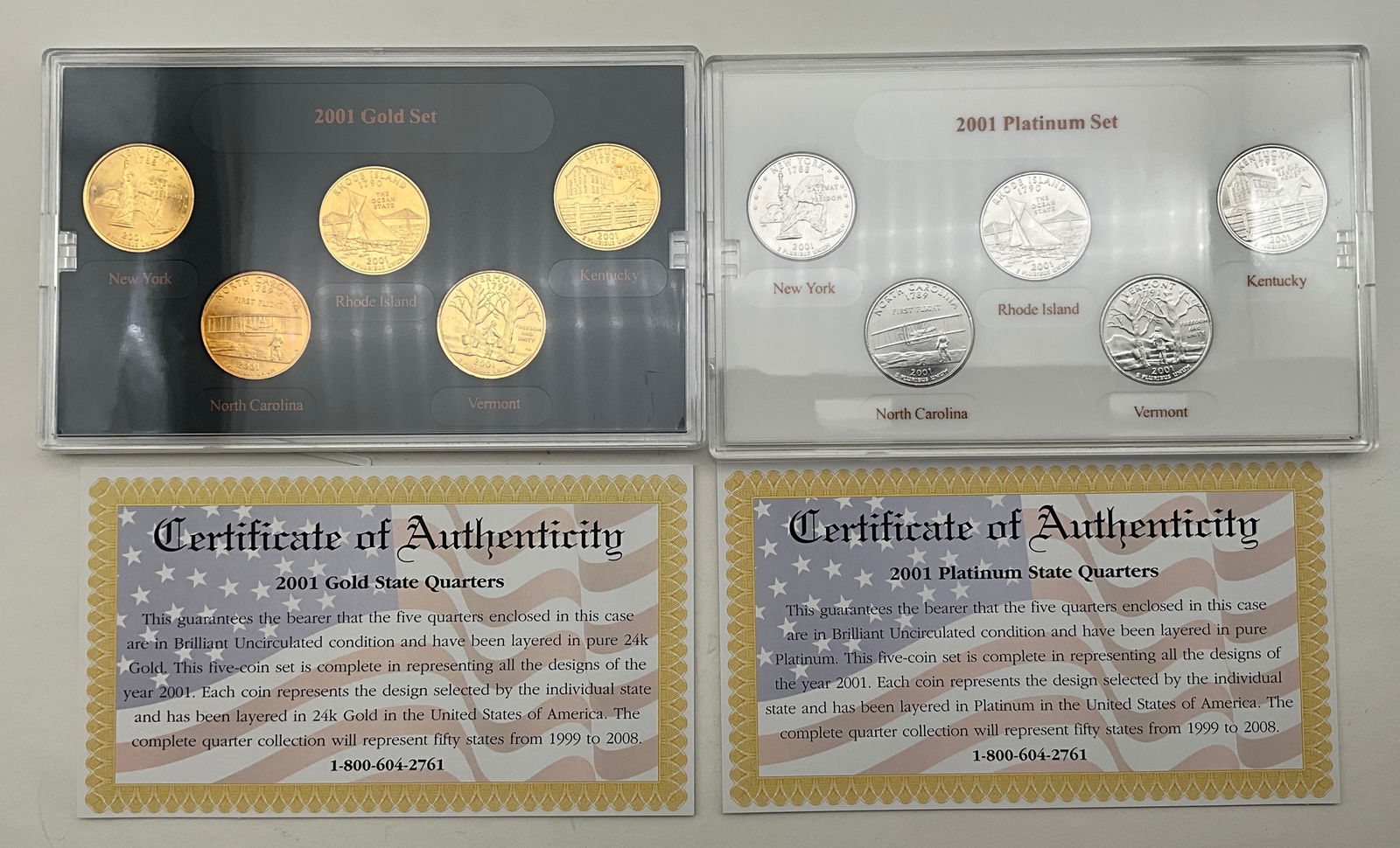 US 2001 Quarter Dollar State Quarter Collection, Mixed Metals, Uncirculated - 2
