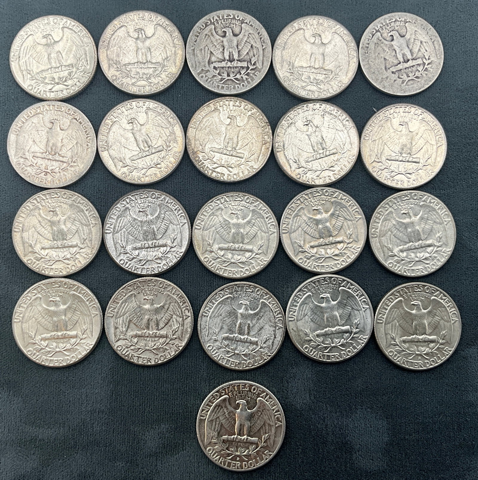 US 1935-1964 Washington Quarter Dollars, 90% Silver, KM-164 - 3