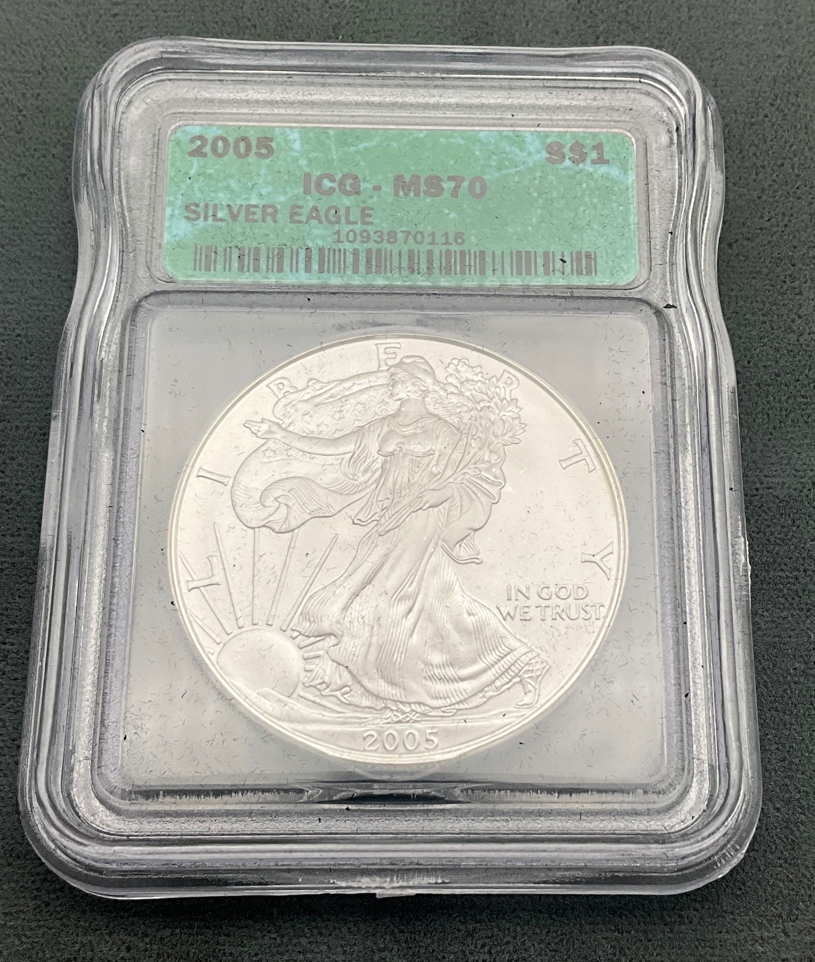 US 2005 $1 American Silver Eagle, Silver, ICG MS70 - 2